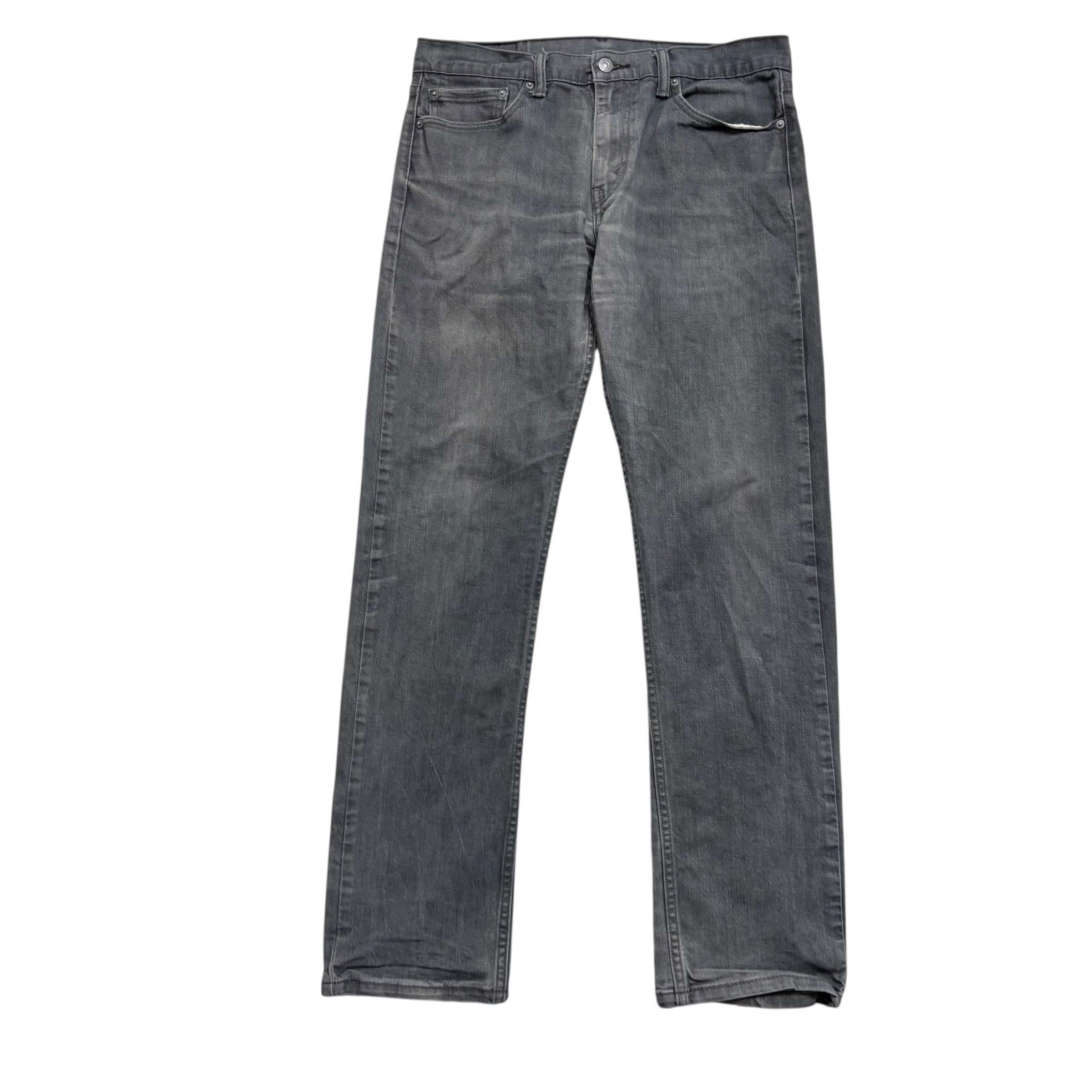 Levis 504 Jeans W34 L33 Mens Grey Regular Straight Fit Stretch Denim