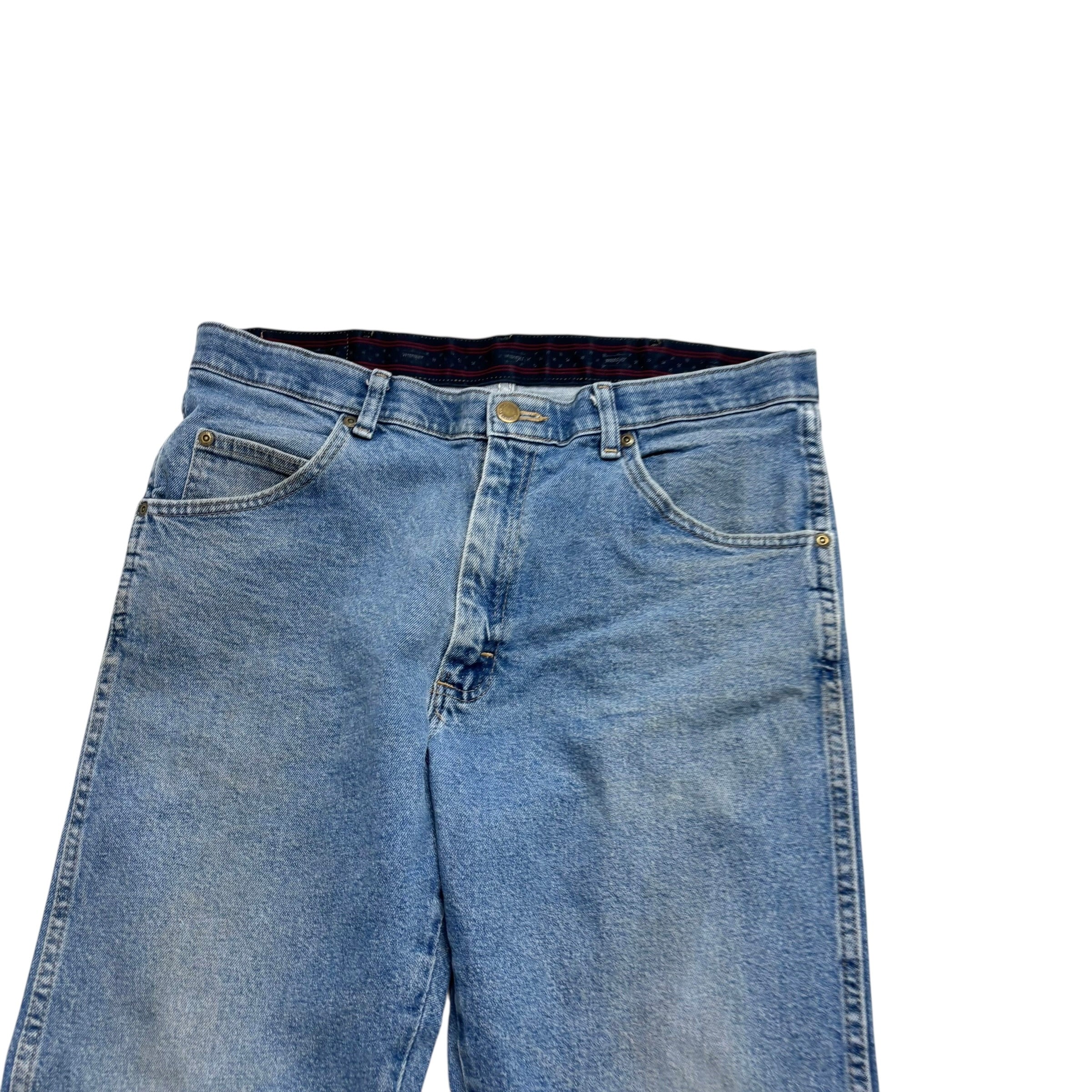 Wrangler Jeans W34 L29 Mens Mid Blue Regular Straight Fit Stretch Denim