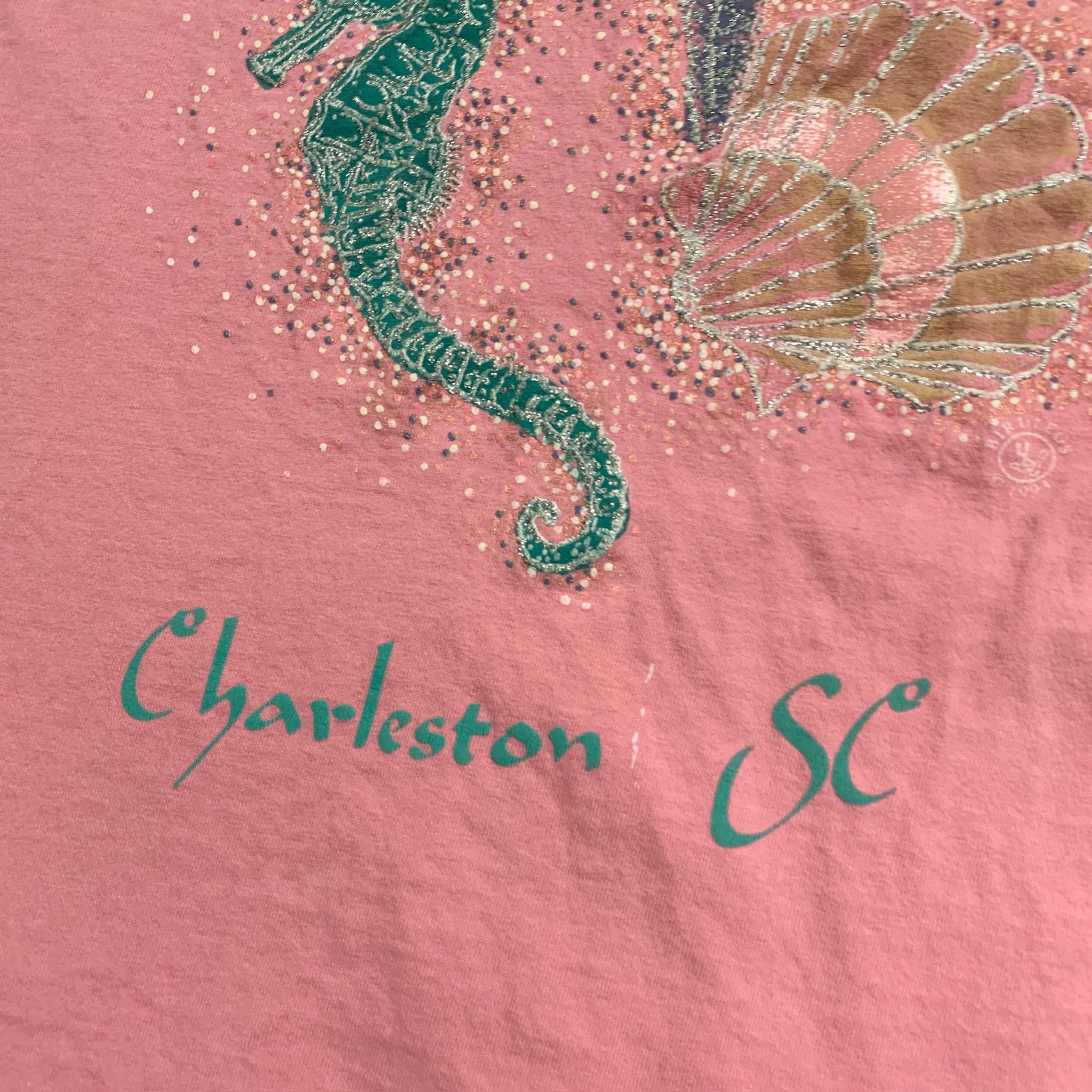 Vintage T Shirt Mens Medium Pink Single Stitch Graphic Print 90s USA Tourist