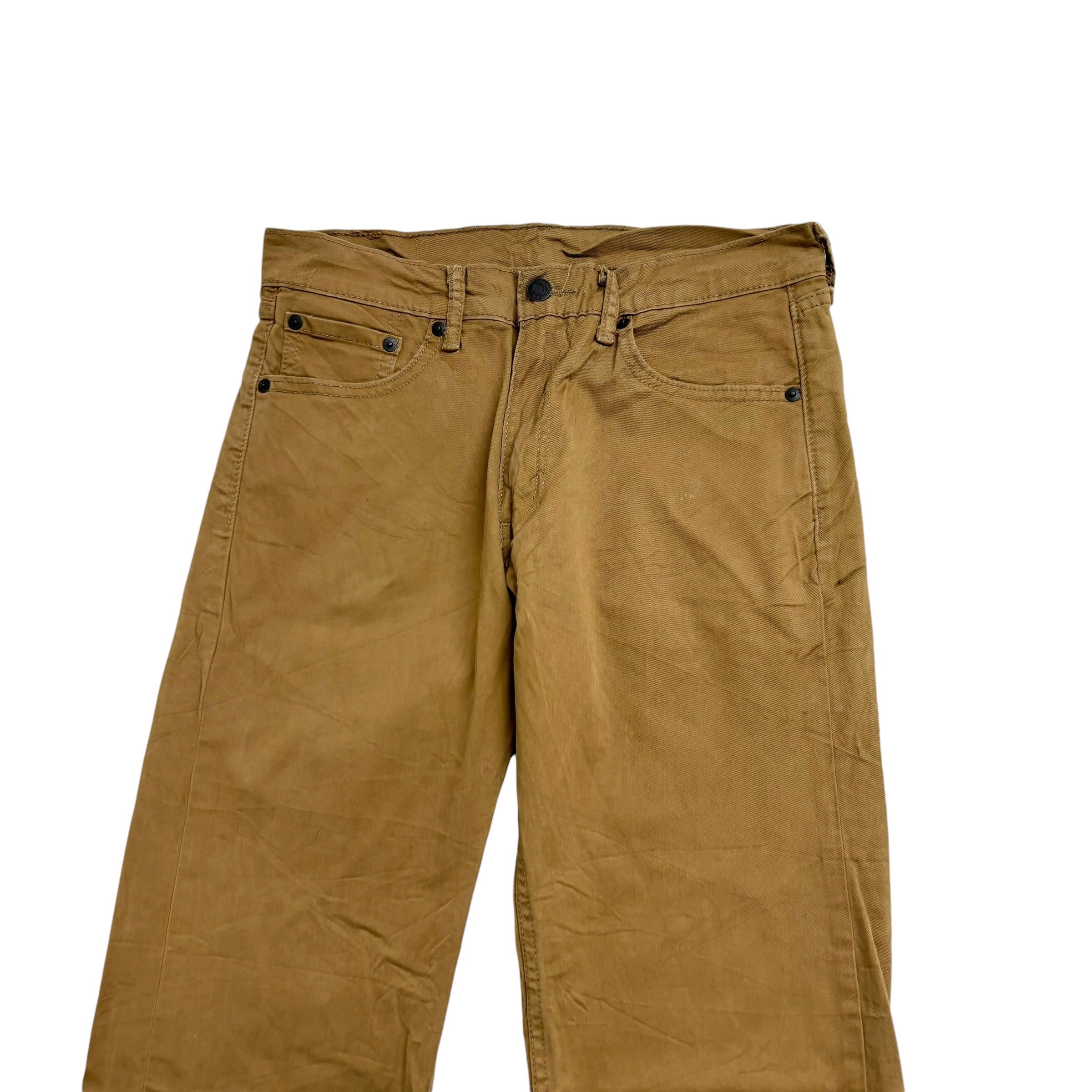 Levis 505 Trousers W30 L30 Mens Gold Tan Regular Straight Fit Pants