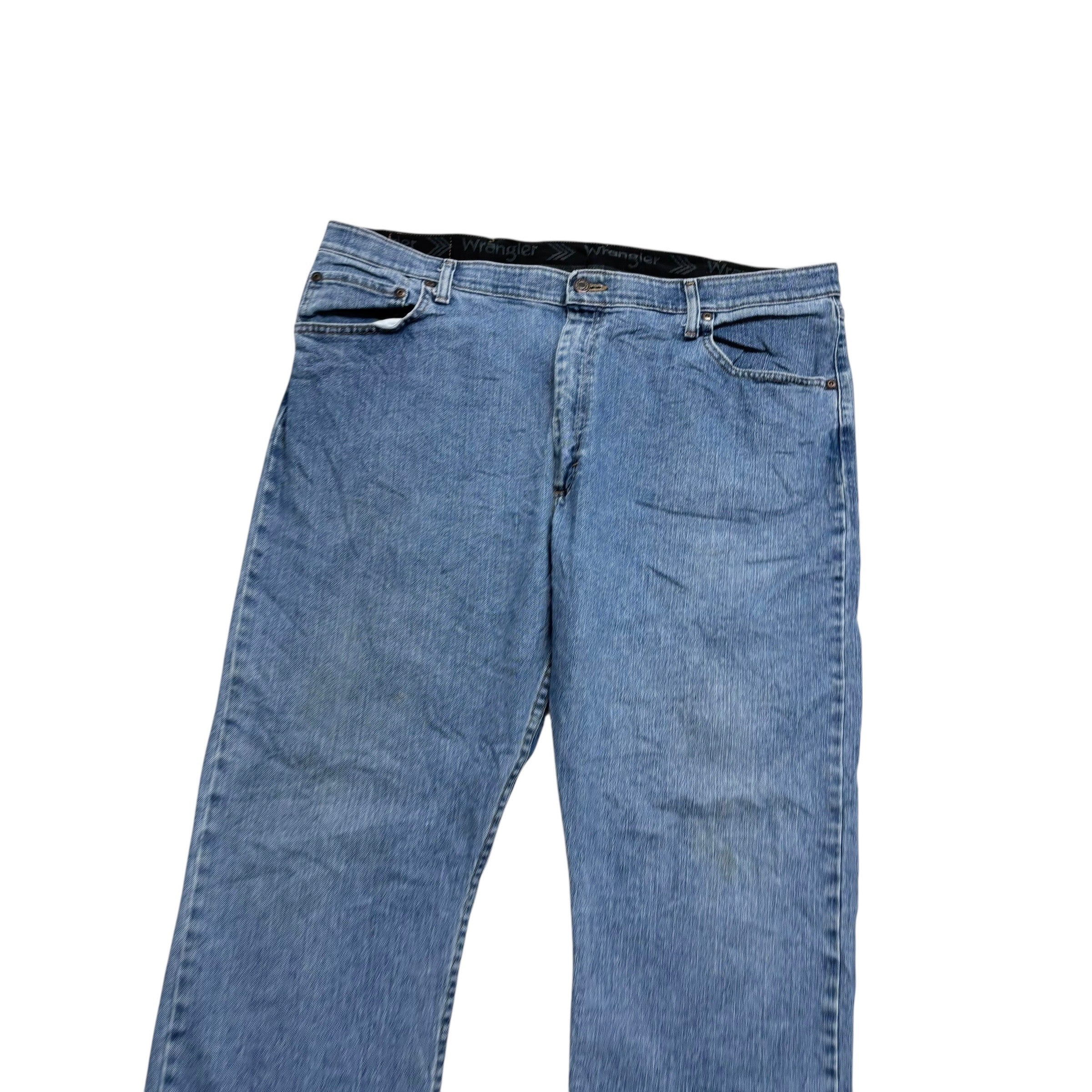 Wrangler Jeans W40 L30 Mens Mid Blue Regular Straight Fit Stretch Denim