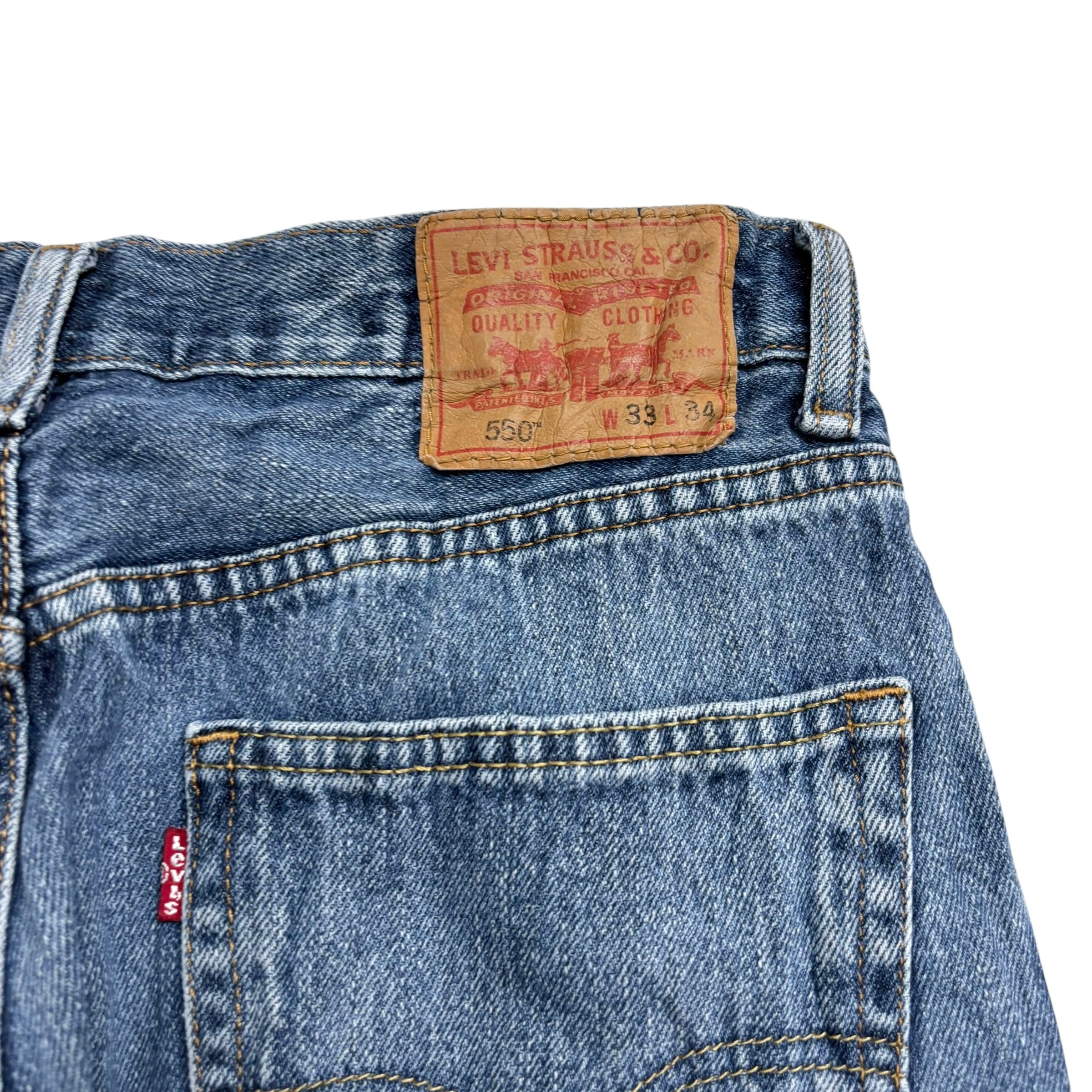 Levis 550 Jeans W32 L34 Mens Mid Blue Relaxed Straight Fit Vintage Denim (E)