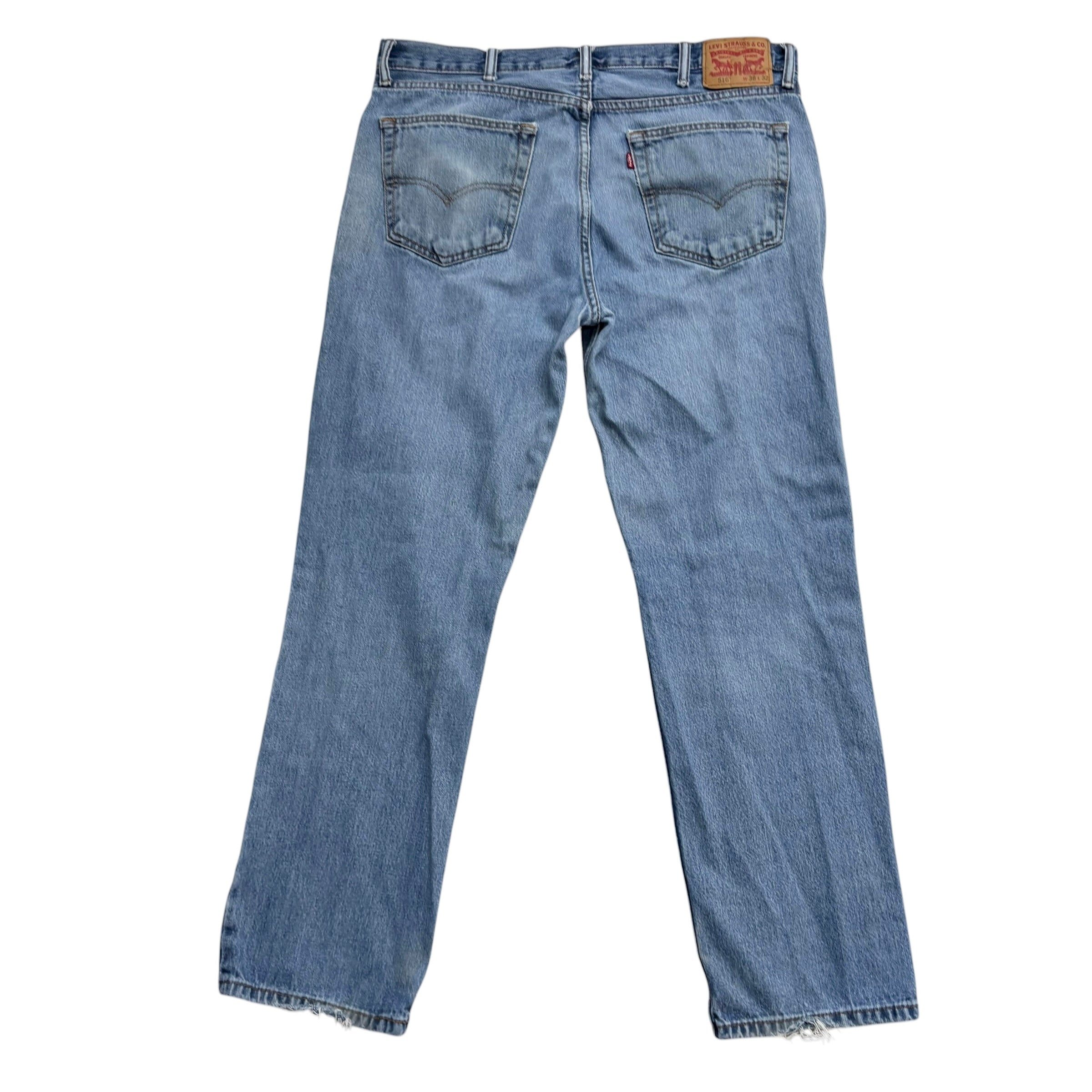 Levis 516 Jeans W38 L32 Mens Mid Blue Slim Straight Fit Denim (F)