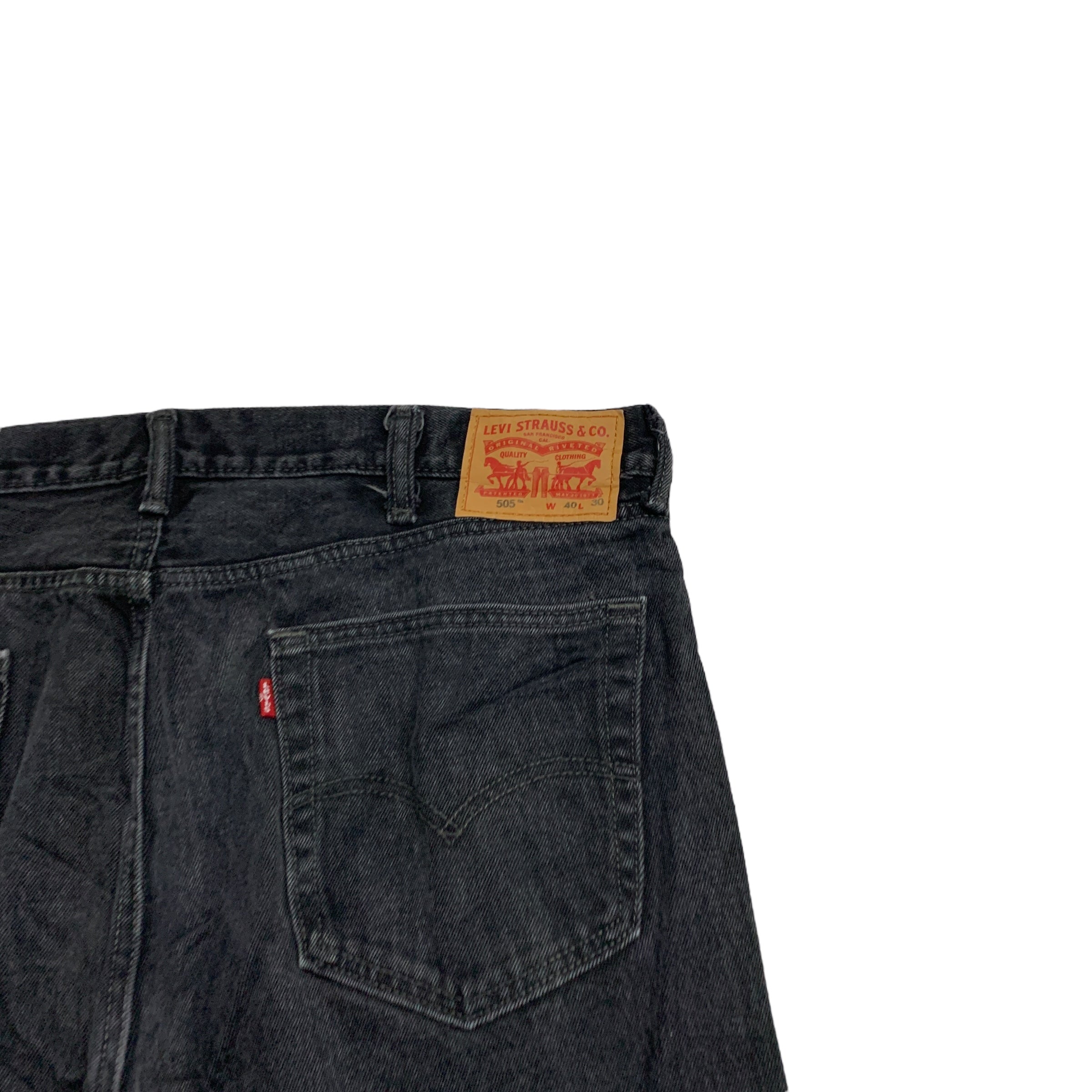 Levis 505 Jeans W40 L30 Mens Charcoal Black Regular Straight Fit Denim