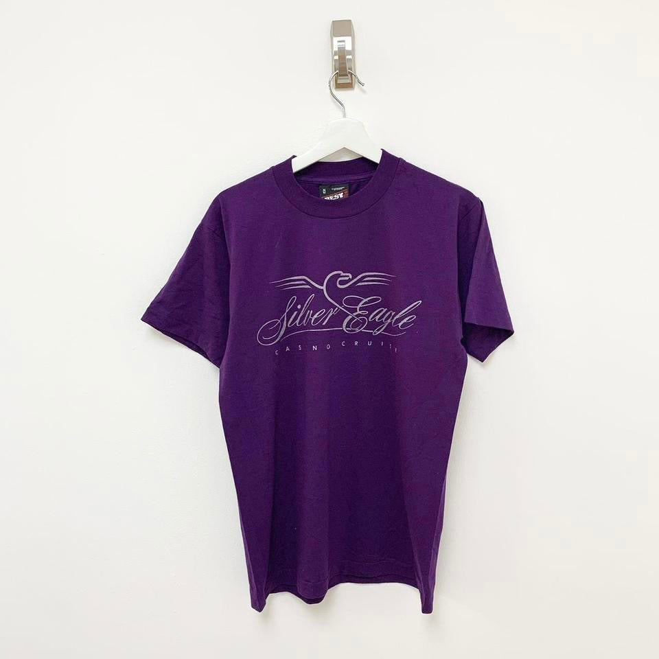 Vintage T Shirt Mens Medium Purple Single Stitch Graphic Print 90s USA