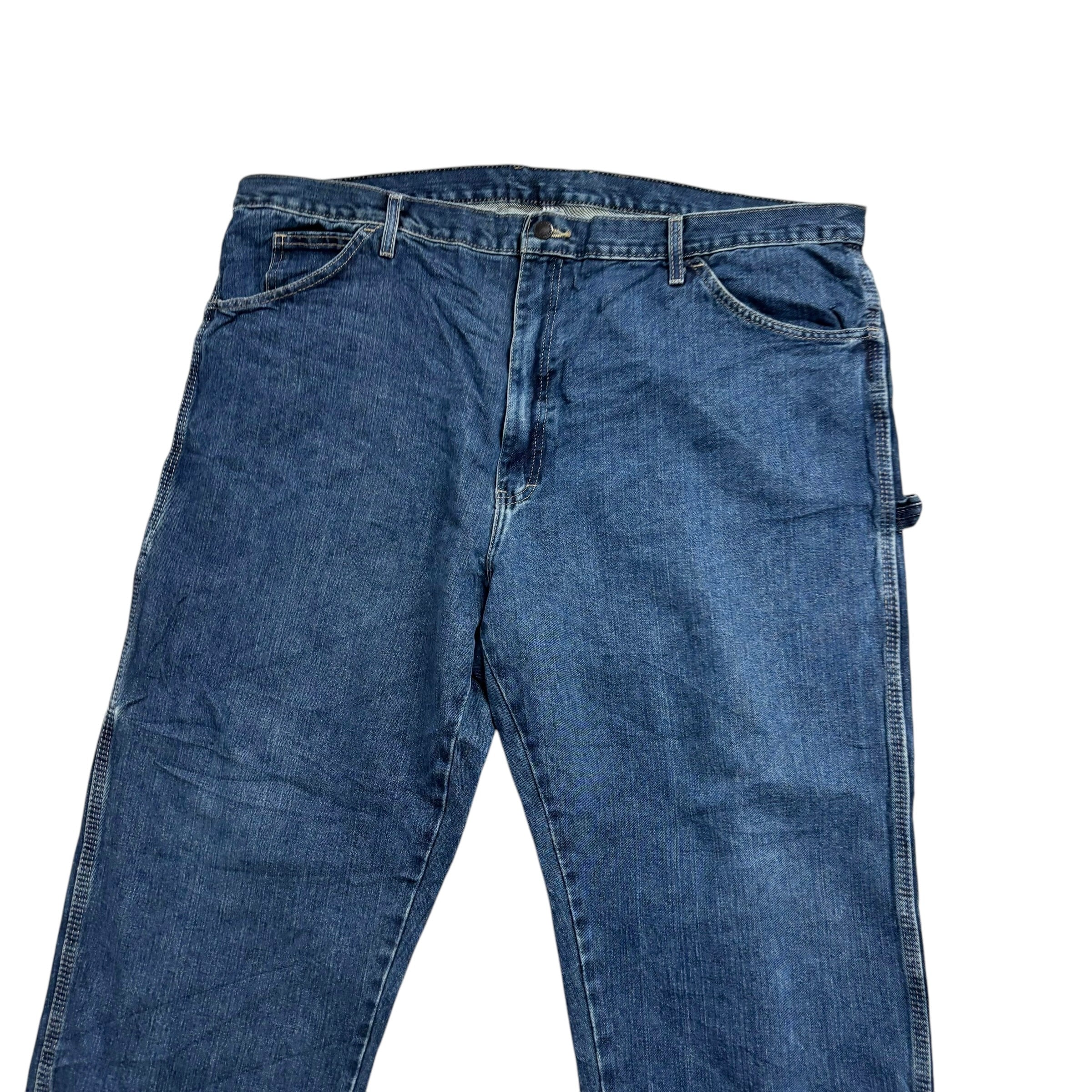 Dickies Carpenter Jeans W44 L30 Mens Dark Blue Relaxed Straight Fit Pants (E)