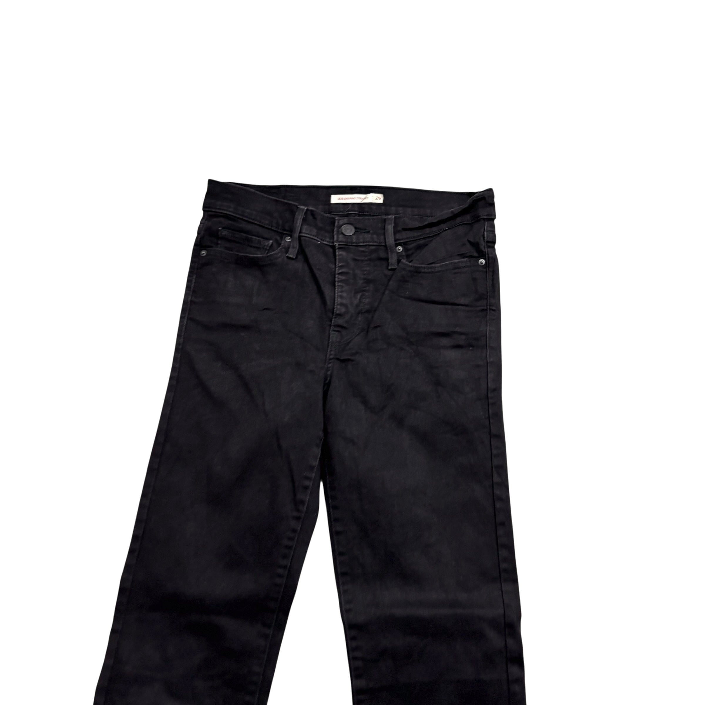 Levis 314 Jeans W29 L30 Womens Shaping Straight Fit Black Stretch Denim (E)