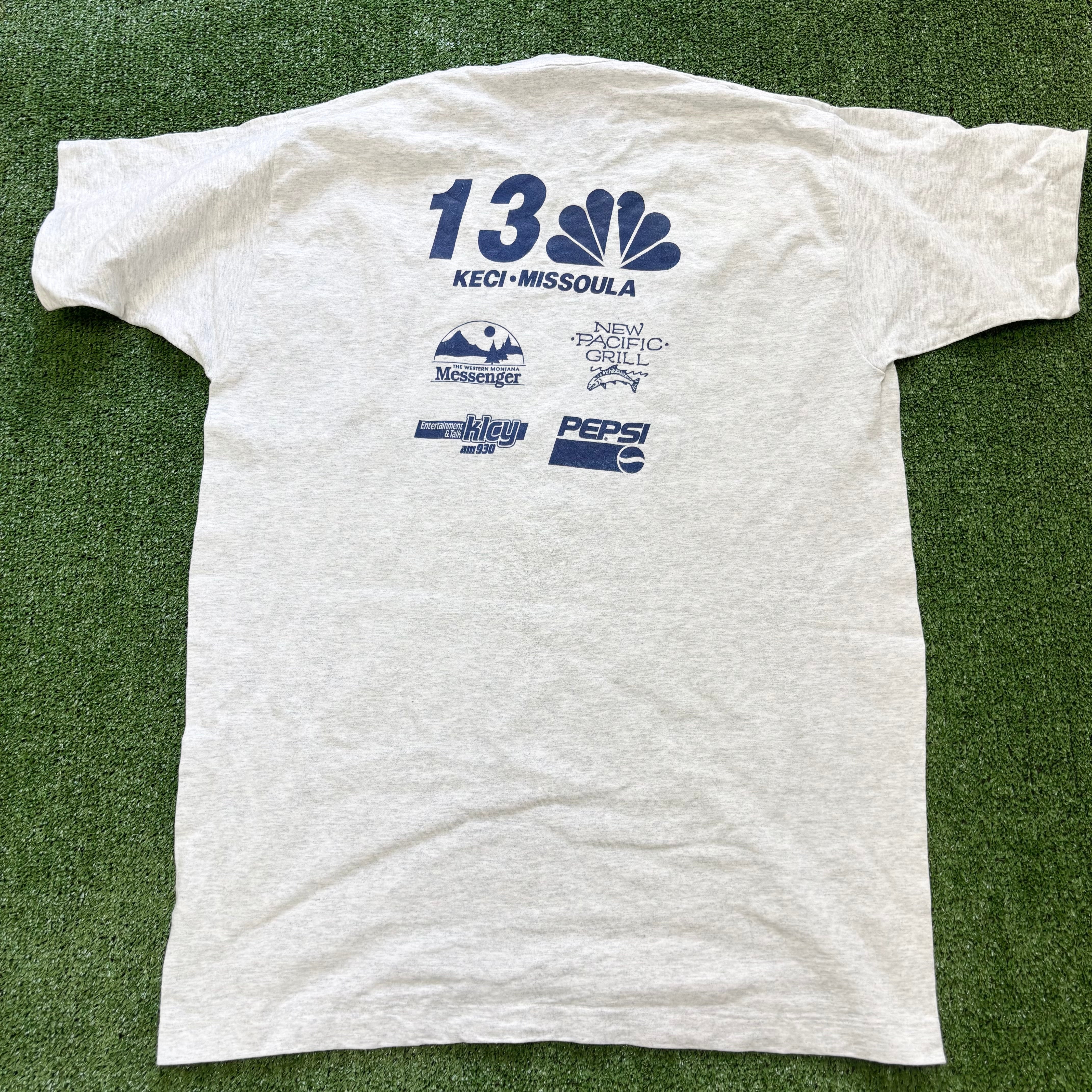 Vintage T Shirt Mens XL Grey Single Stitch Graphic Print 90s Run Relay