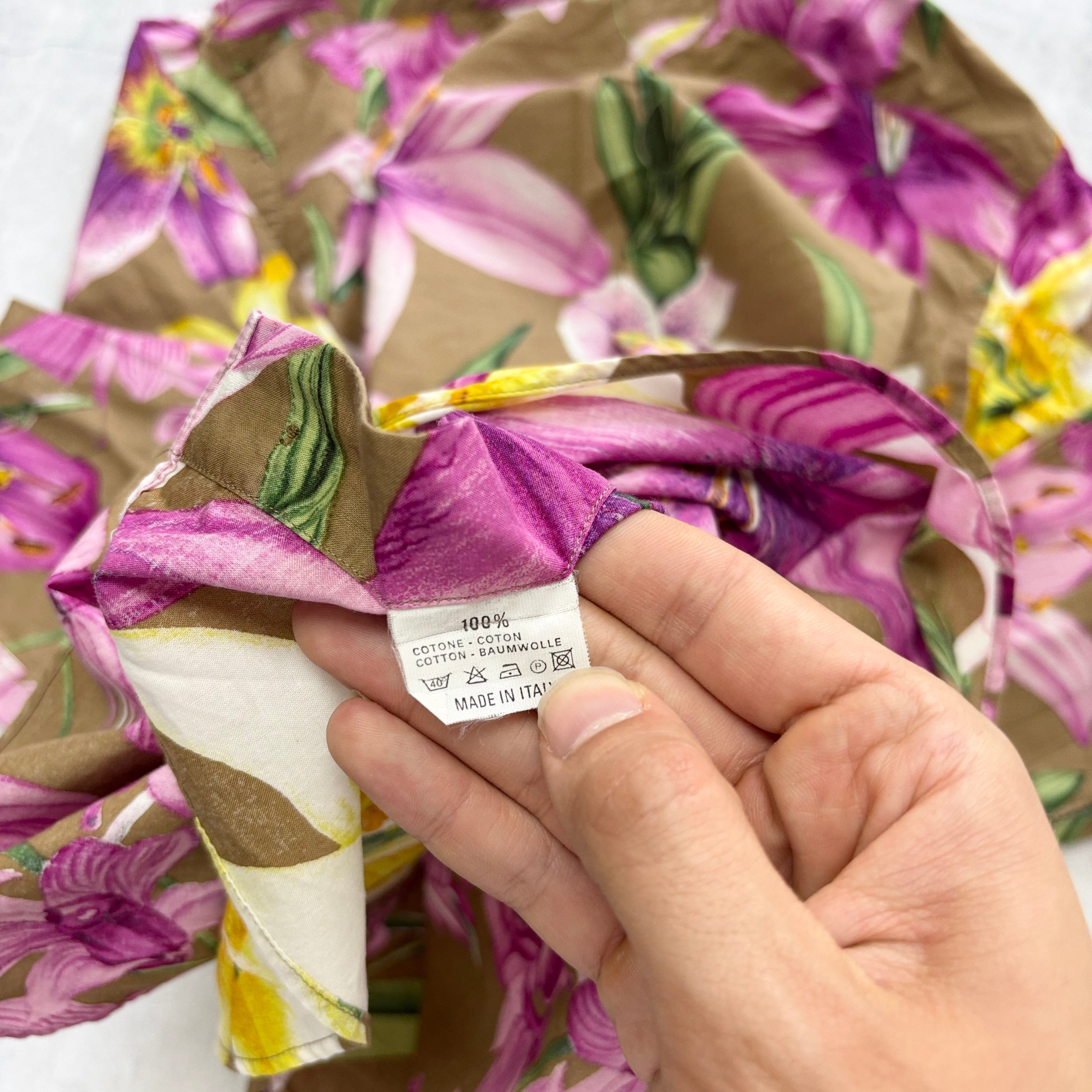 ETRO Shirt Mens Large Brown Long Sleeve Cotton Pattern Regular Fit (E)