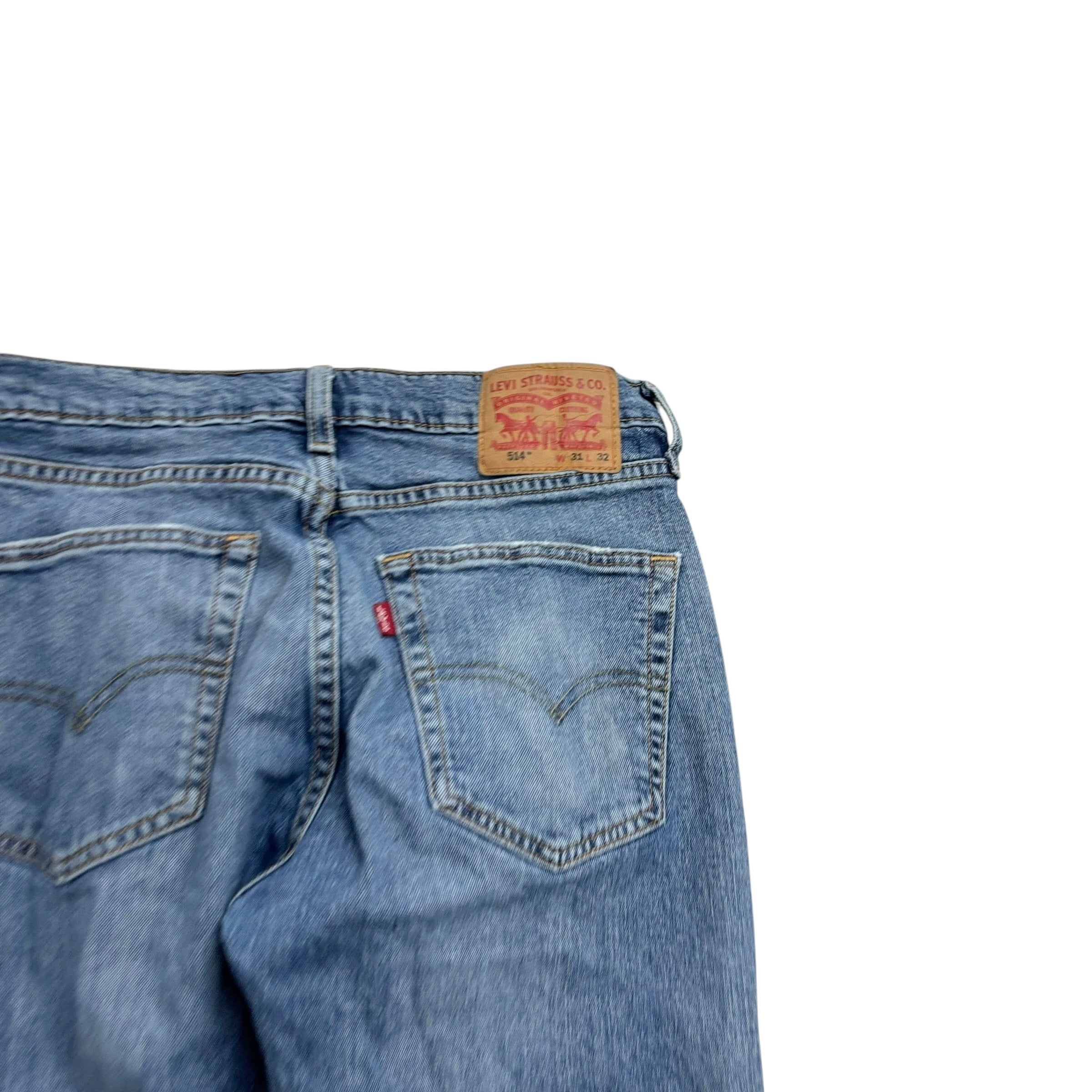 Levis 514 Jeans W31 L32 Mens Mid Blue Regular Straight Fit Stretch Denim