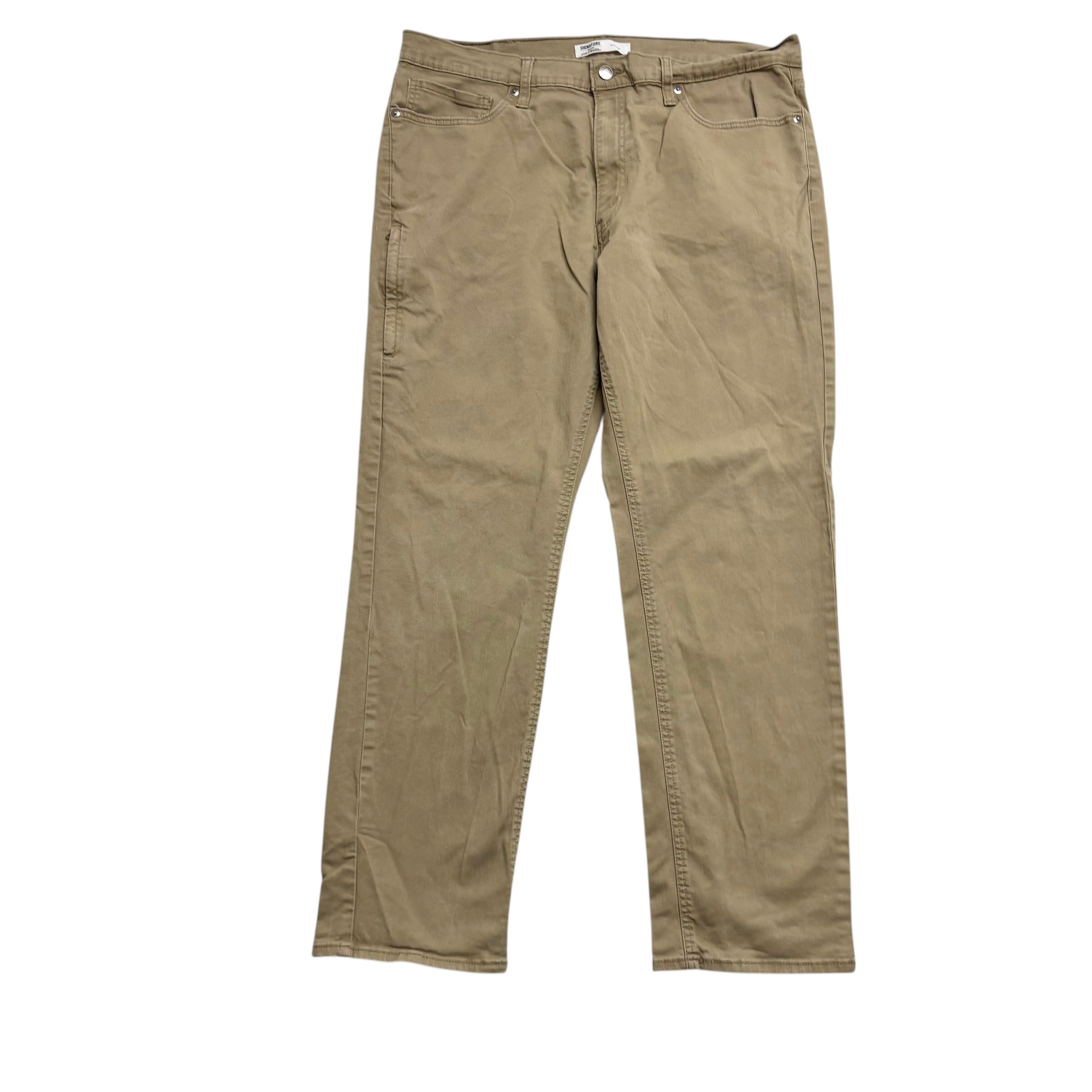 Levis Signature Trousers W38 L30 Mens Beige Athletic Straight Stretch Pants