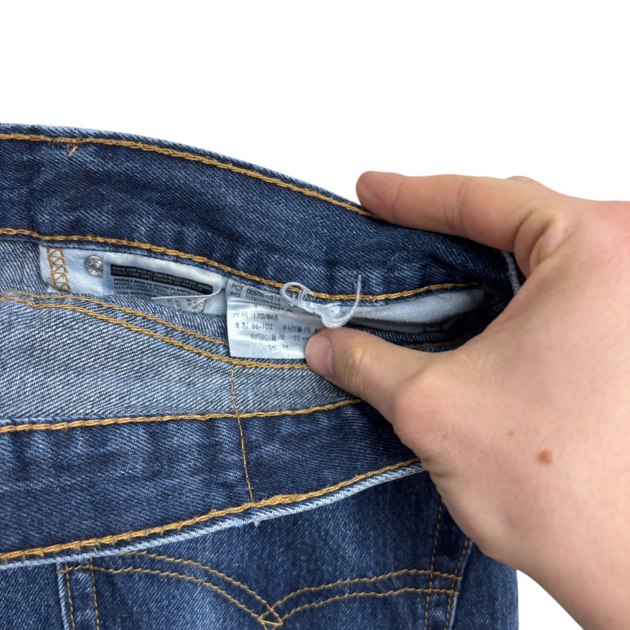 Levis 505 Jeans W34 L25 Mens Mid Blue Regular Straight Fit Denim (E)