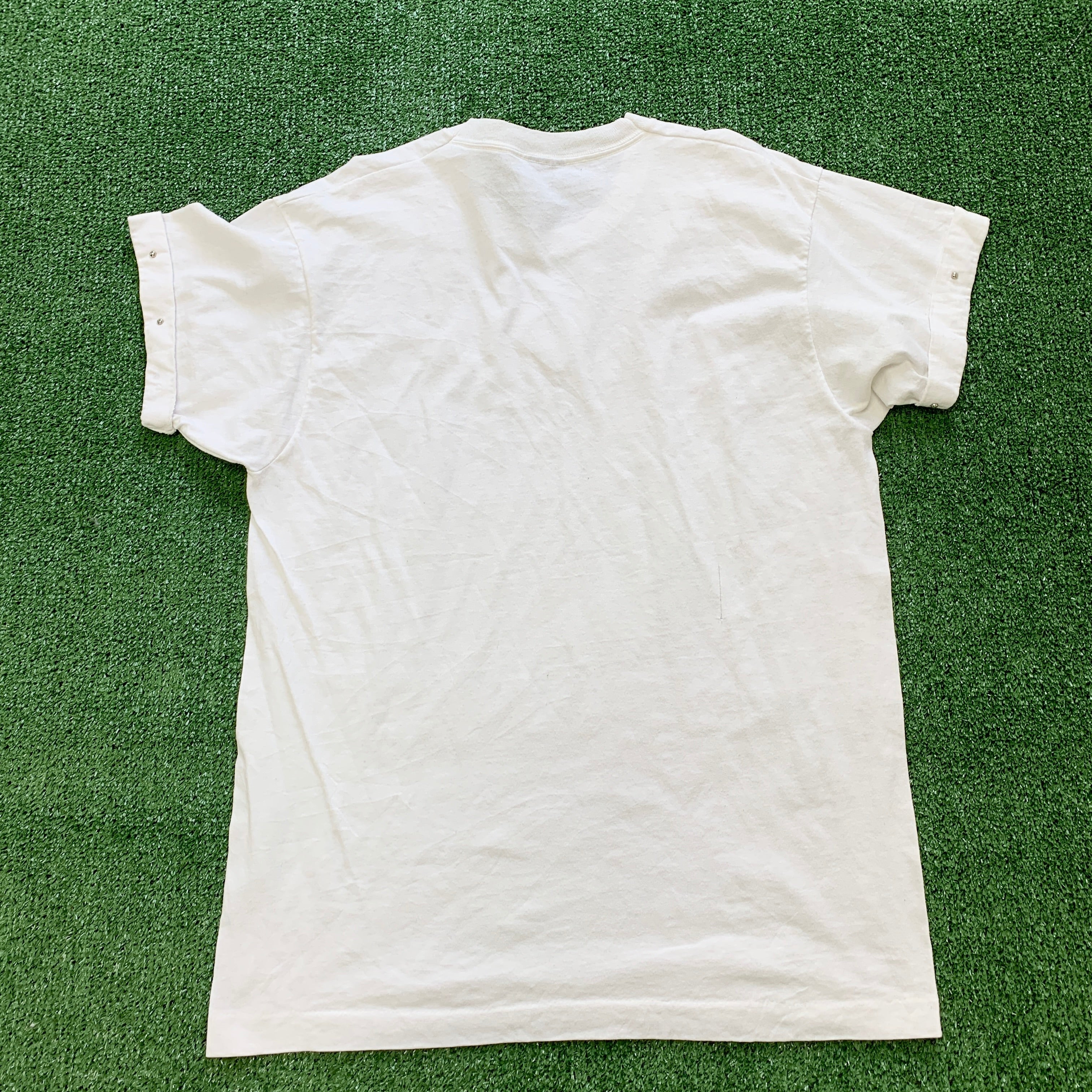 Vintage T Shirt Mens Medium White Single Stitch Graphic Print 90s USA