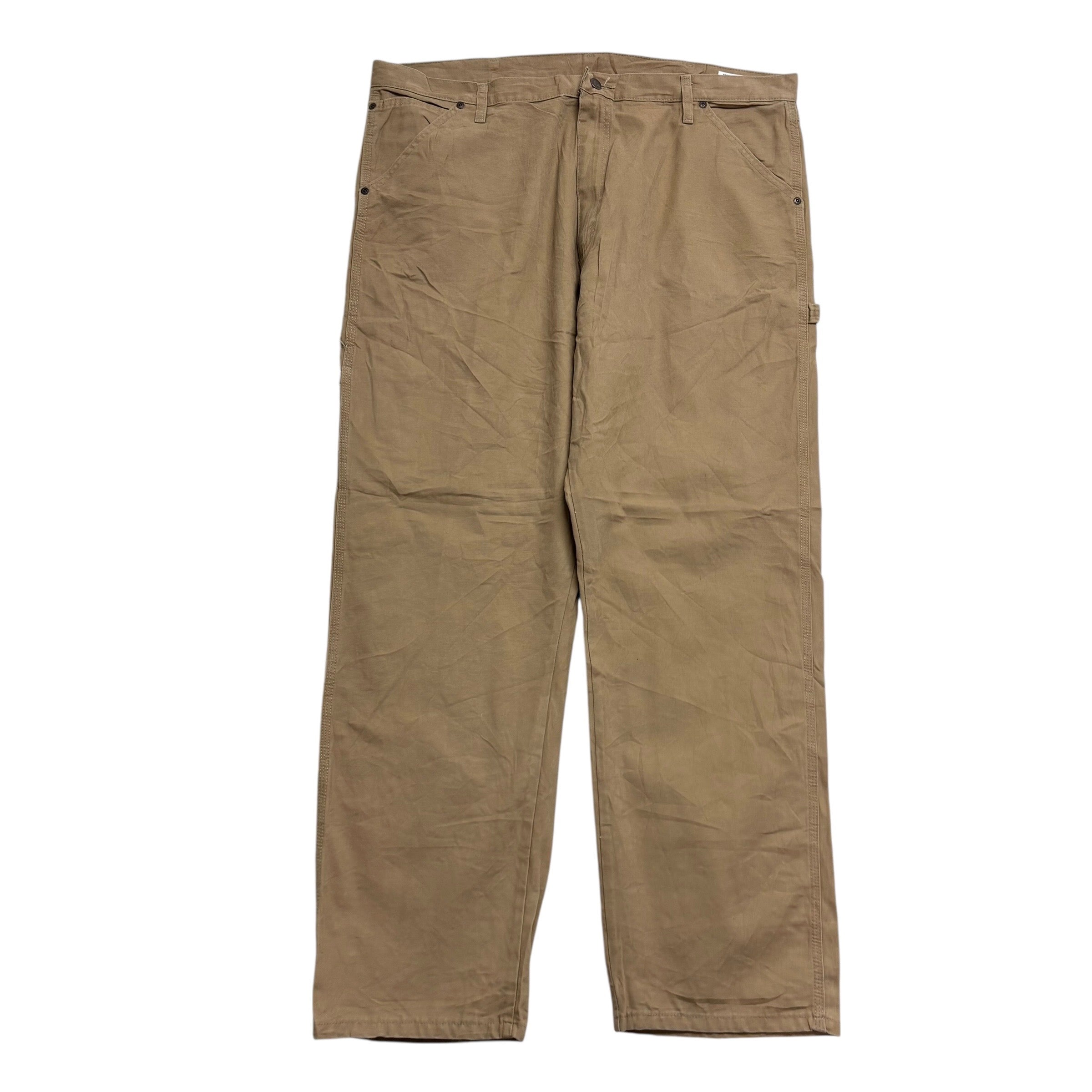 Wrangler Carpenter Pants W42 L32 Mens Tan Relaxed Straight Fit Trousers (E)