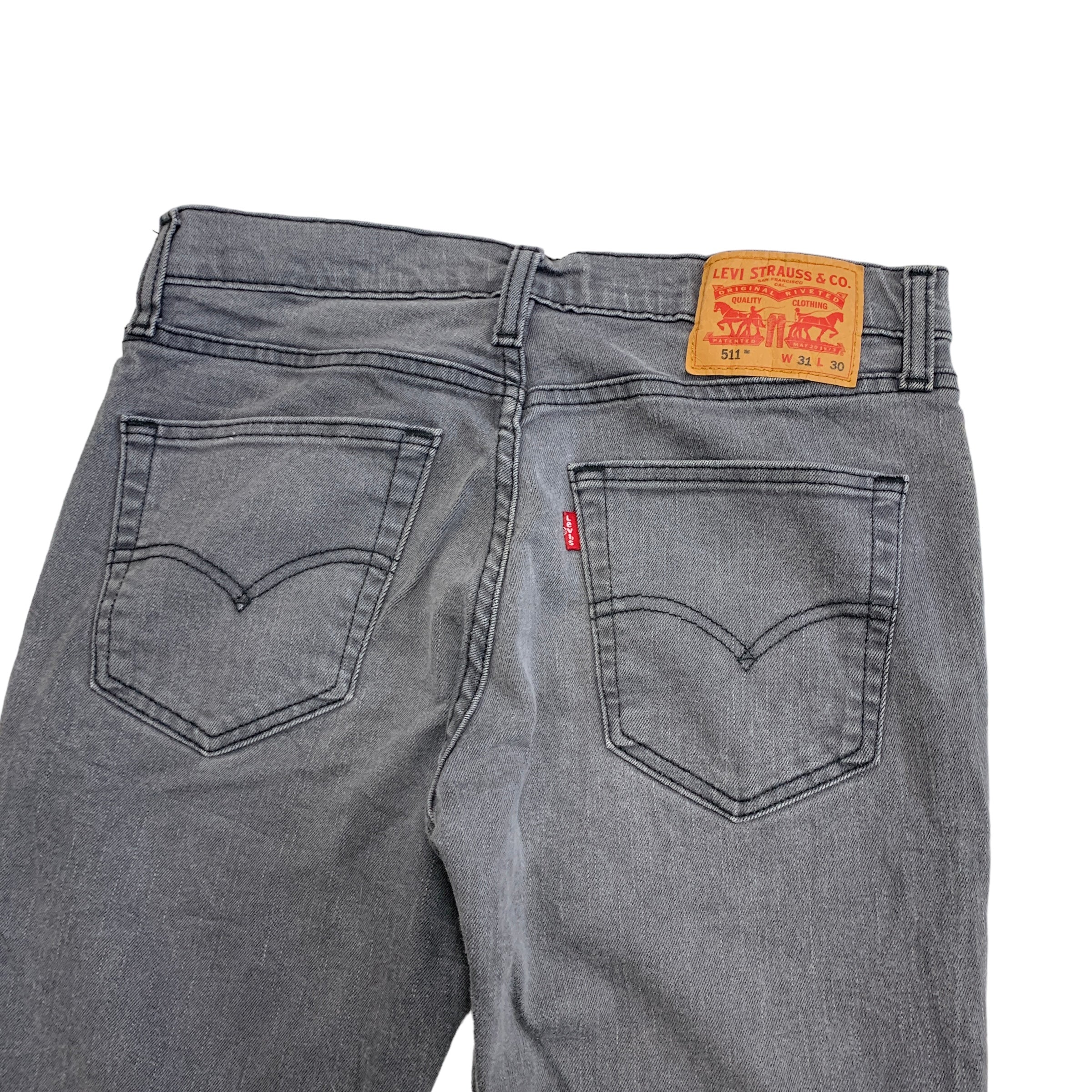 Levis 511 Jeans W31 L29 Mens Grey Slim Fit Stretch Denim