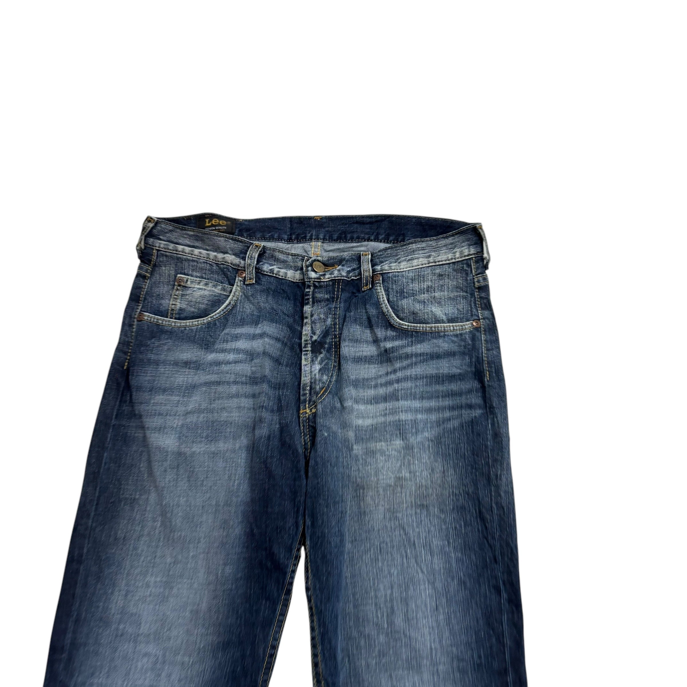 Lee Denver Jeans W34 L32 Mens Dark Blue Regular Bootcut Fit Vintage Denim (E)