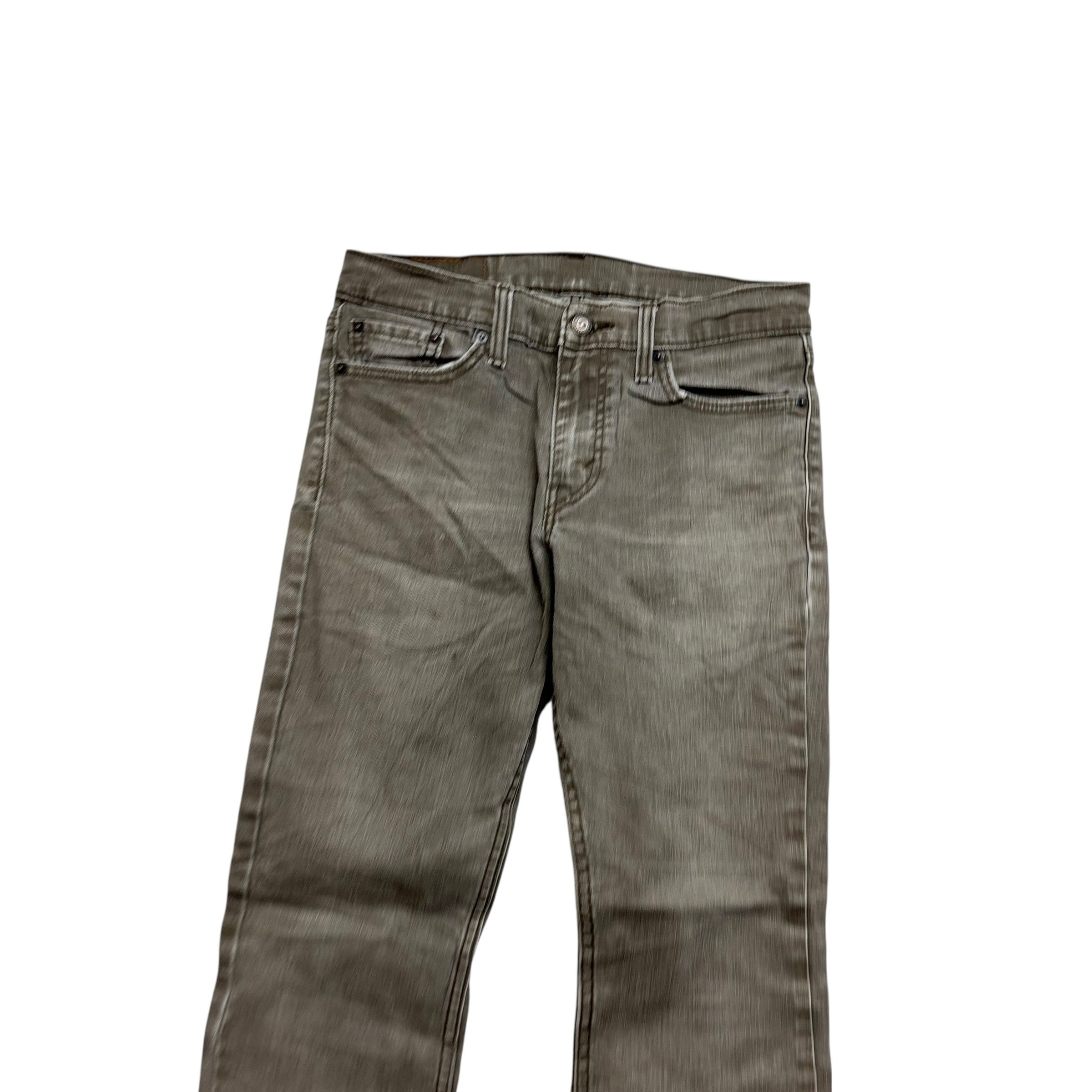 Levis 511 Jeans W30 L29 Mens Olive Green Slim Fit Stretch Waxed Denim (F)