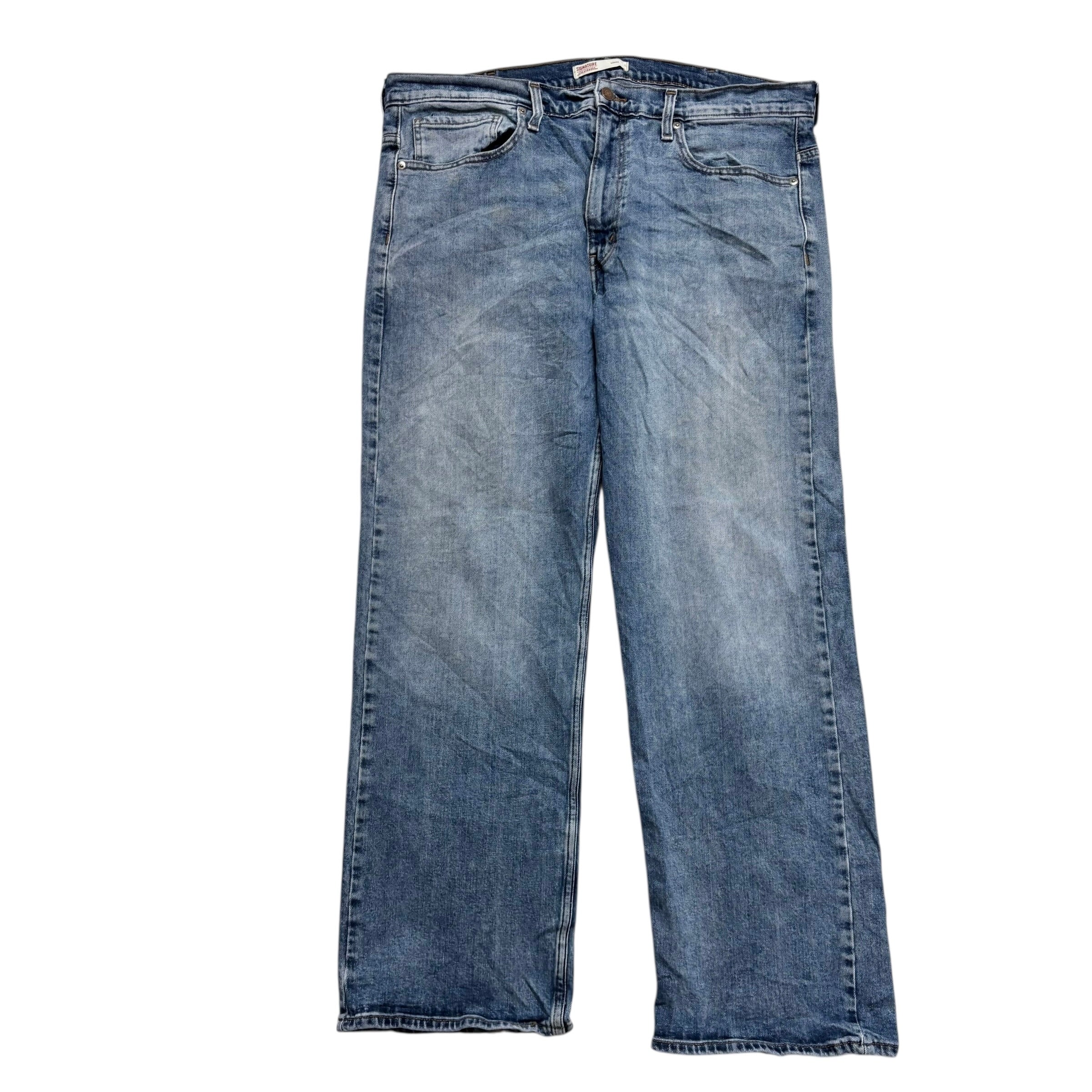 Levis Signature Jeans W38 L30 Mens Mid Blue Baggy Relaxed Fit Stretch Denim