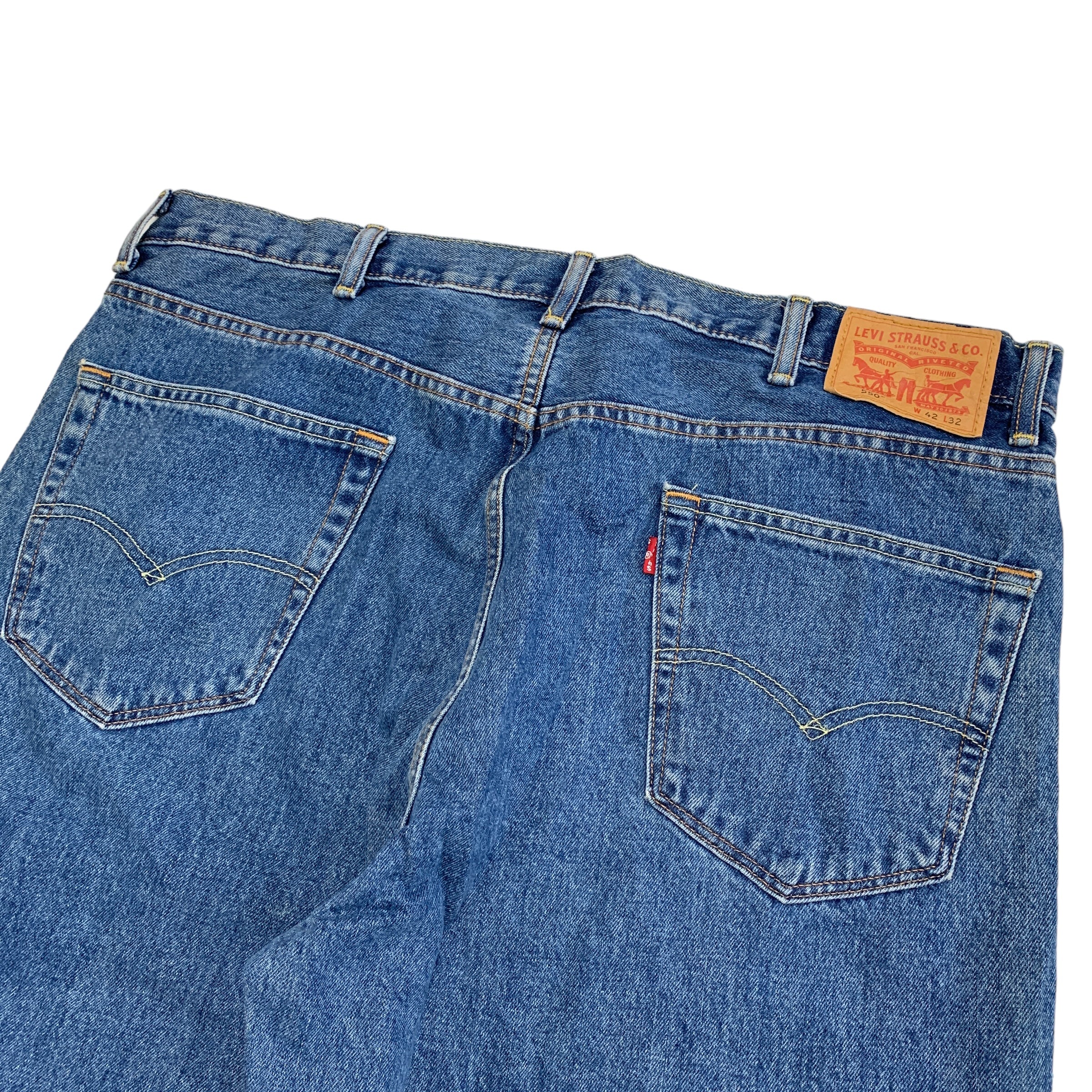 Levis 550 Jeans W42 L32 Mens Mid Blue Relaxed Straight Baggy Stretch Denim