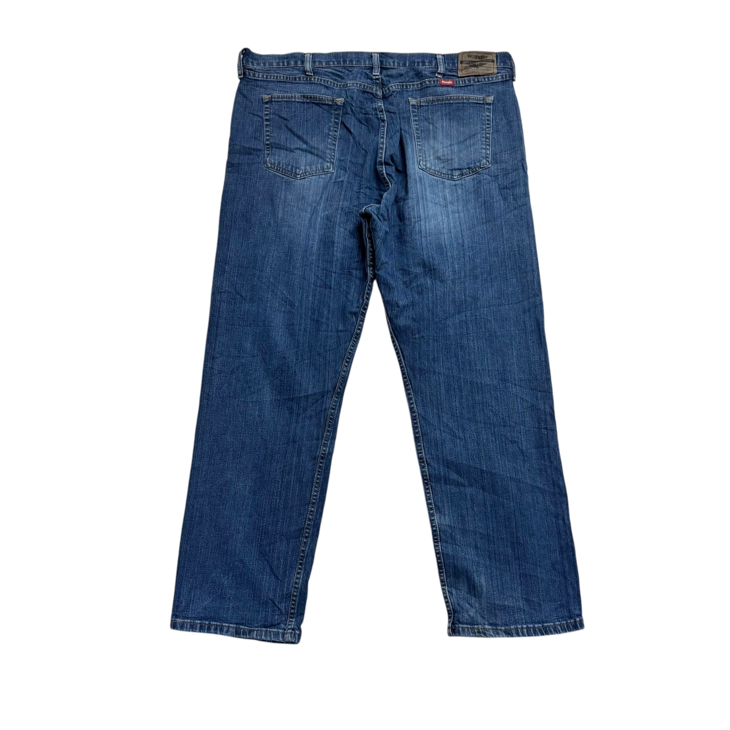 Wrangler Jeans W40 L30 Mens Mid Blue Relaxed Straight Fit Stretch Denim (E)