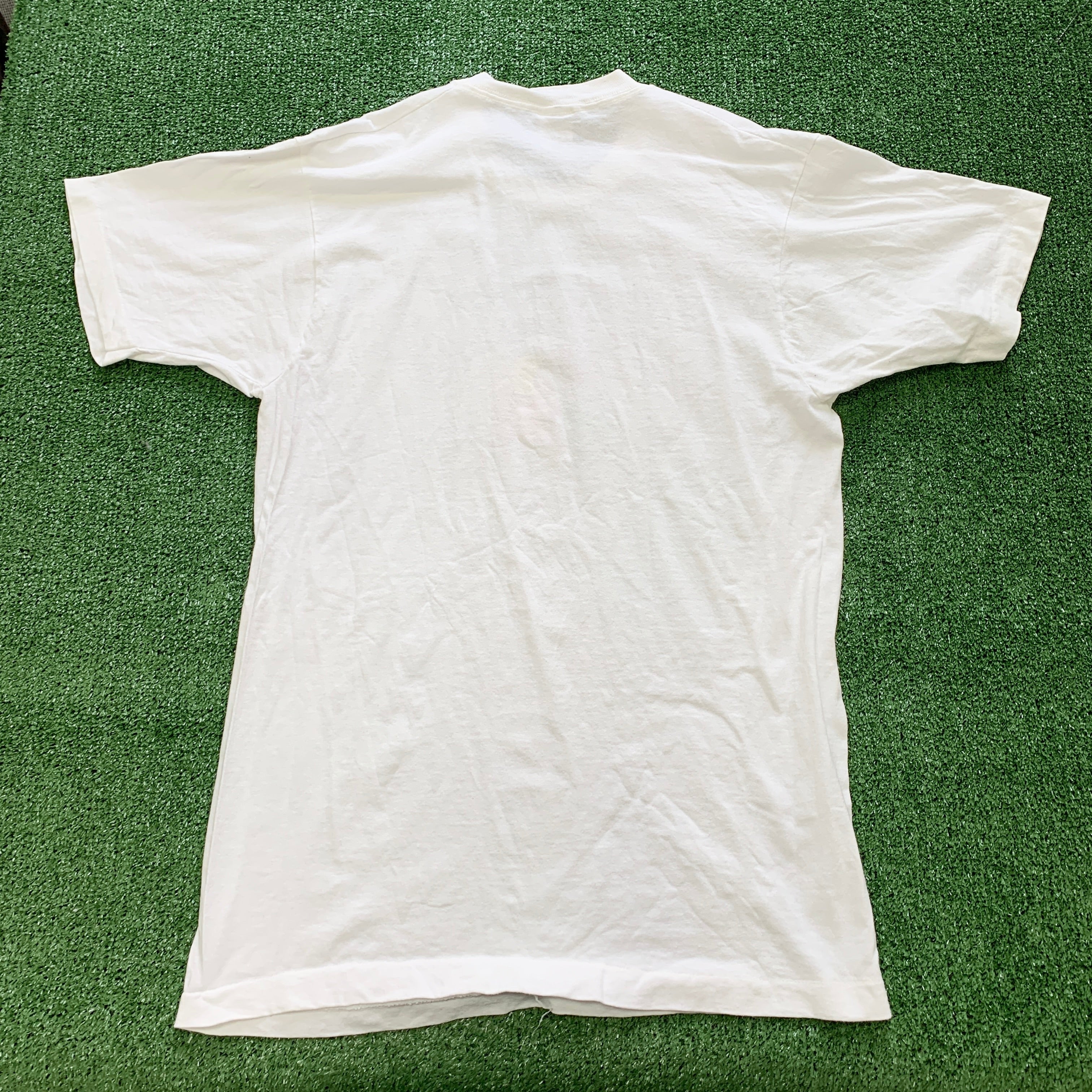 Vintage T Shirt Mens Large White Single Stitch Graphic Print 90s USA