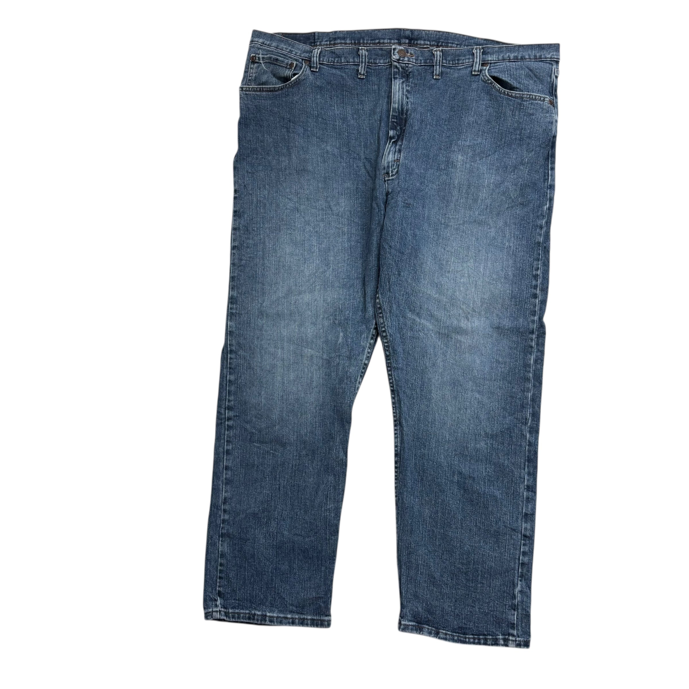 Wrangler Jeans W48 L30 Mens Mid Blue Relaxed Straight Fit Stretch Denim (E)