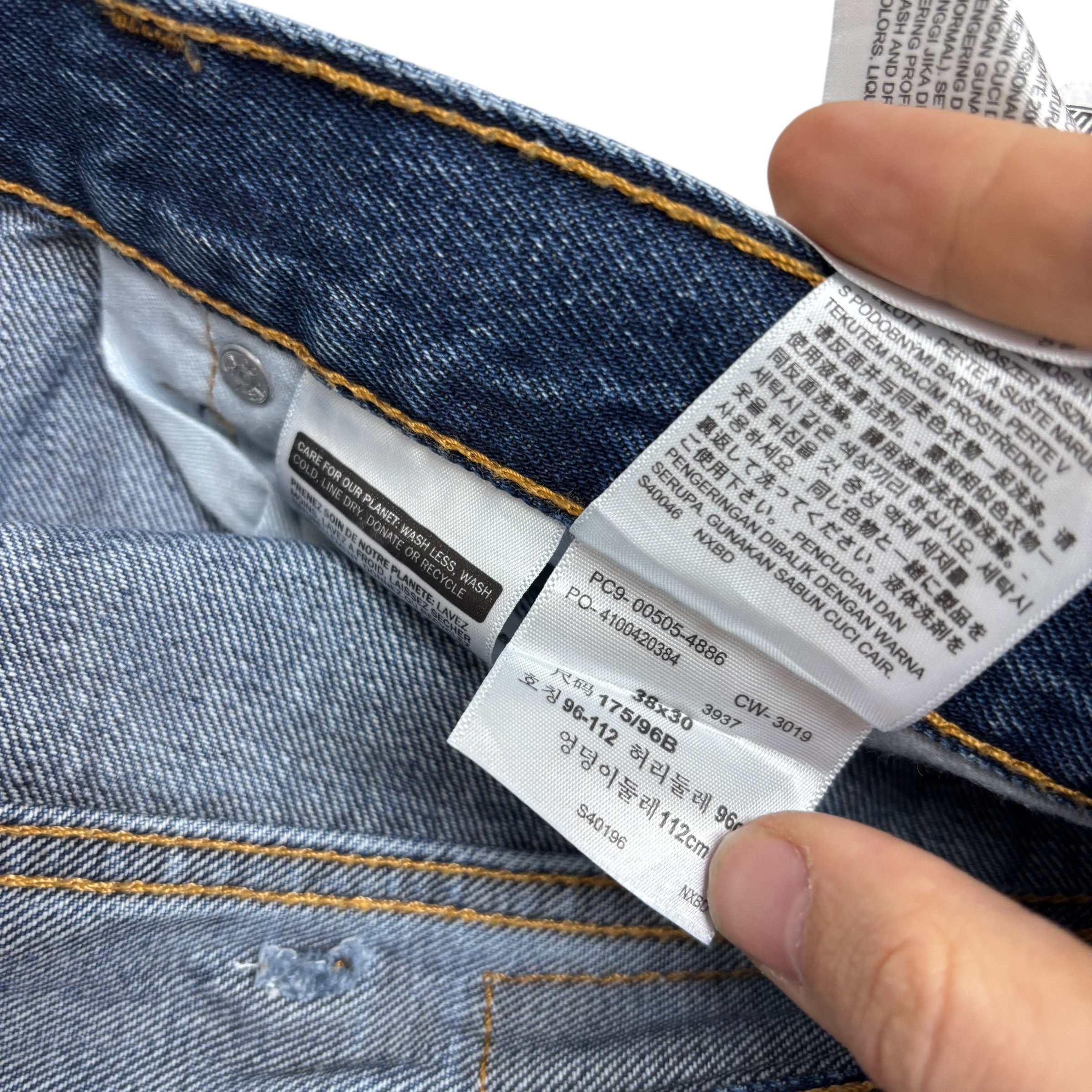 Levis 505 Jeans W38 L30 Mens Mid Blue Regular Straight Fit Denim (E)