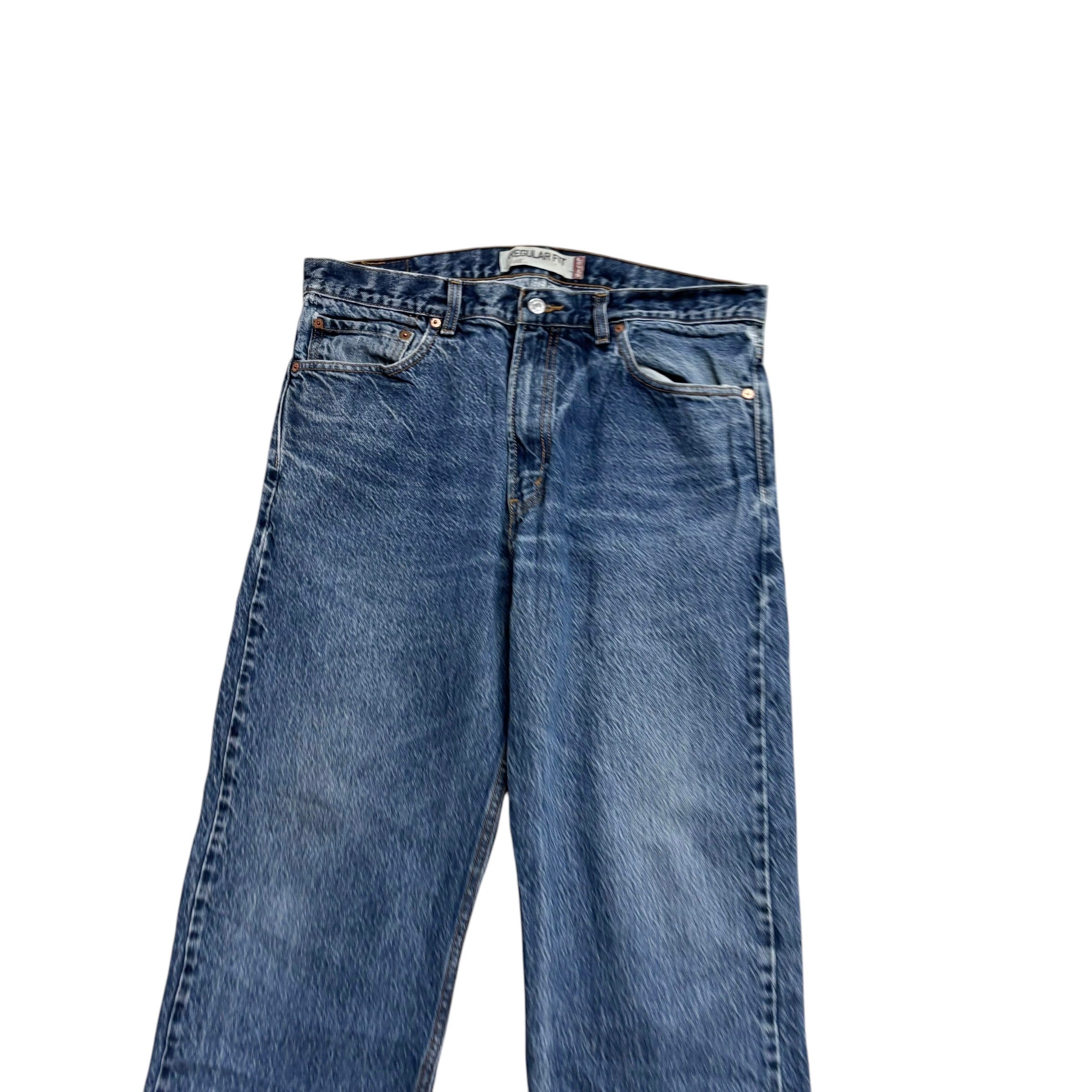 Levis 505 Jeans W36 L30 Mens Mid Blue Regular Straight Fit Vintage Denim