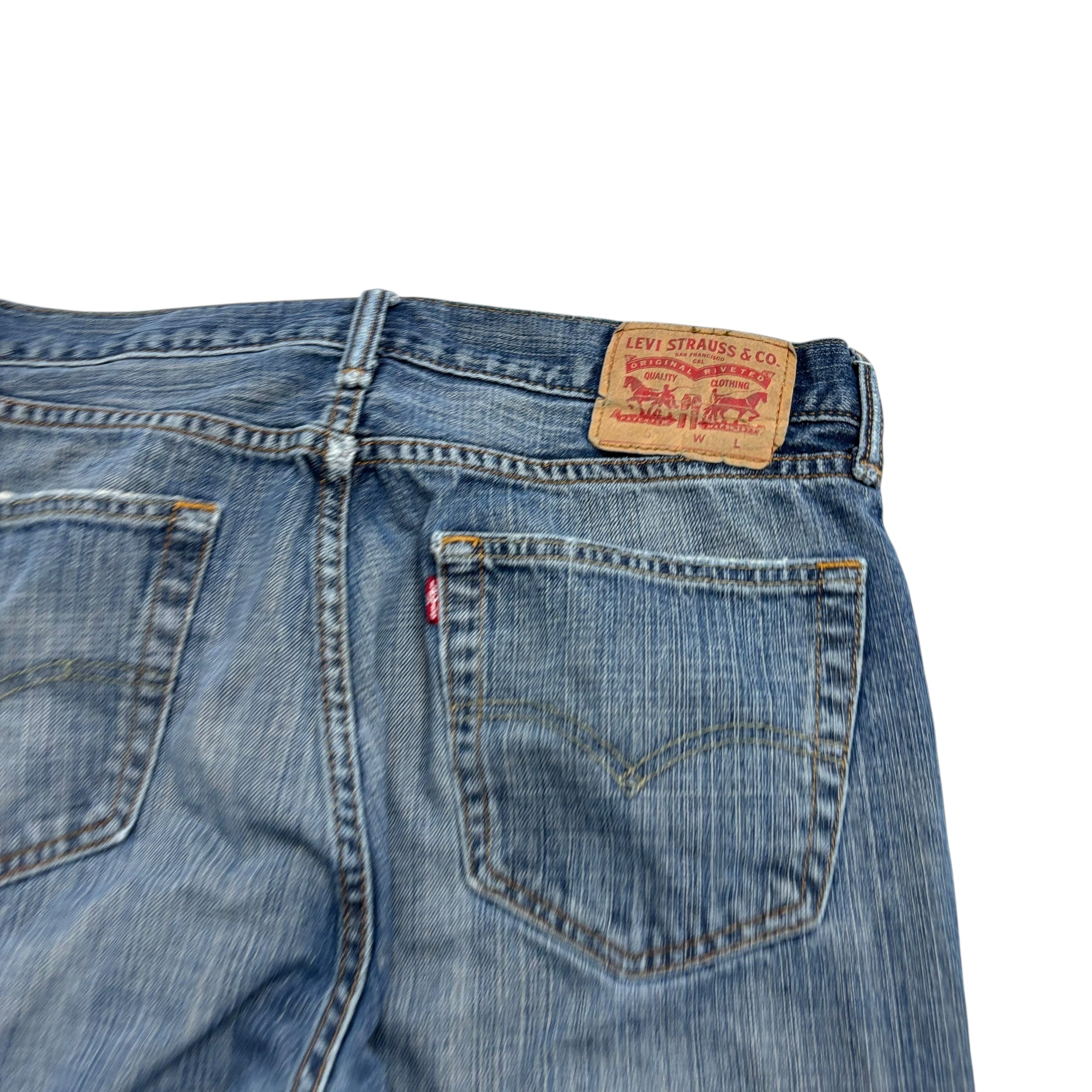 Levis 505 Jeans W34 L31 Mens Mid Blue Regular Straight Fit Denim