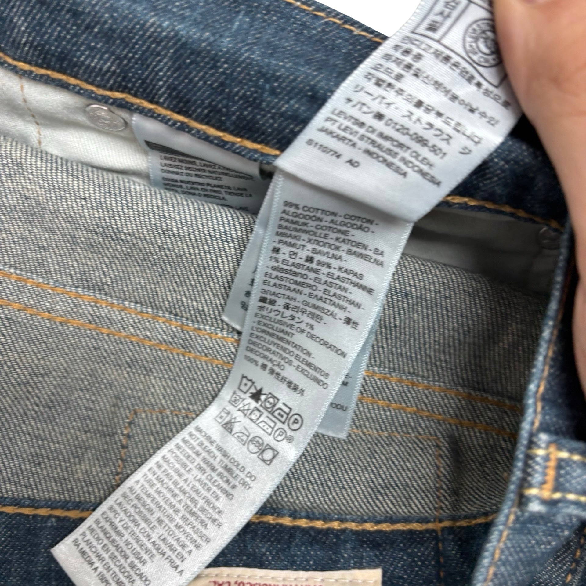 Levis 527 Jeans W38 L29 Mens Dark Blue Slim Bootcut Fit Stretch Denim (E)