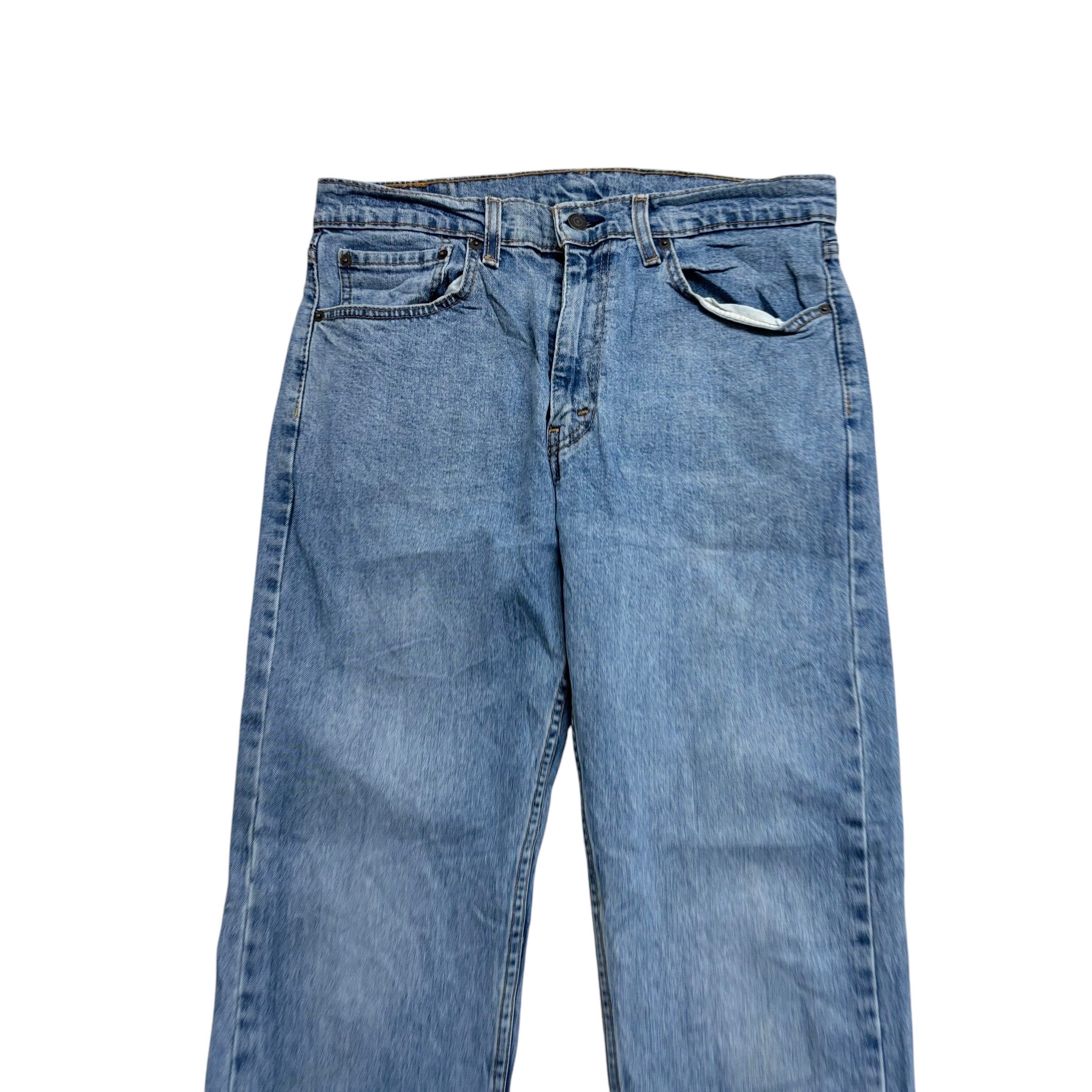 Levis 505 Jeans W34 L31 Mens Light Blue Regular Straight Fit Stretch Denim (E)