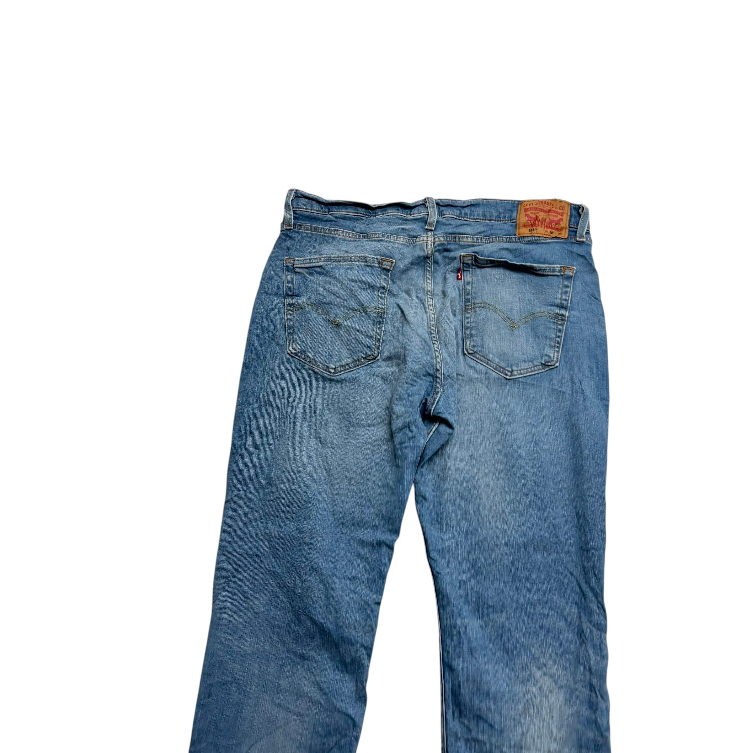 Levis 514 Jeans W36 L30 Mens Mid Blue Regular Straight Fit Stretch Denim (E)