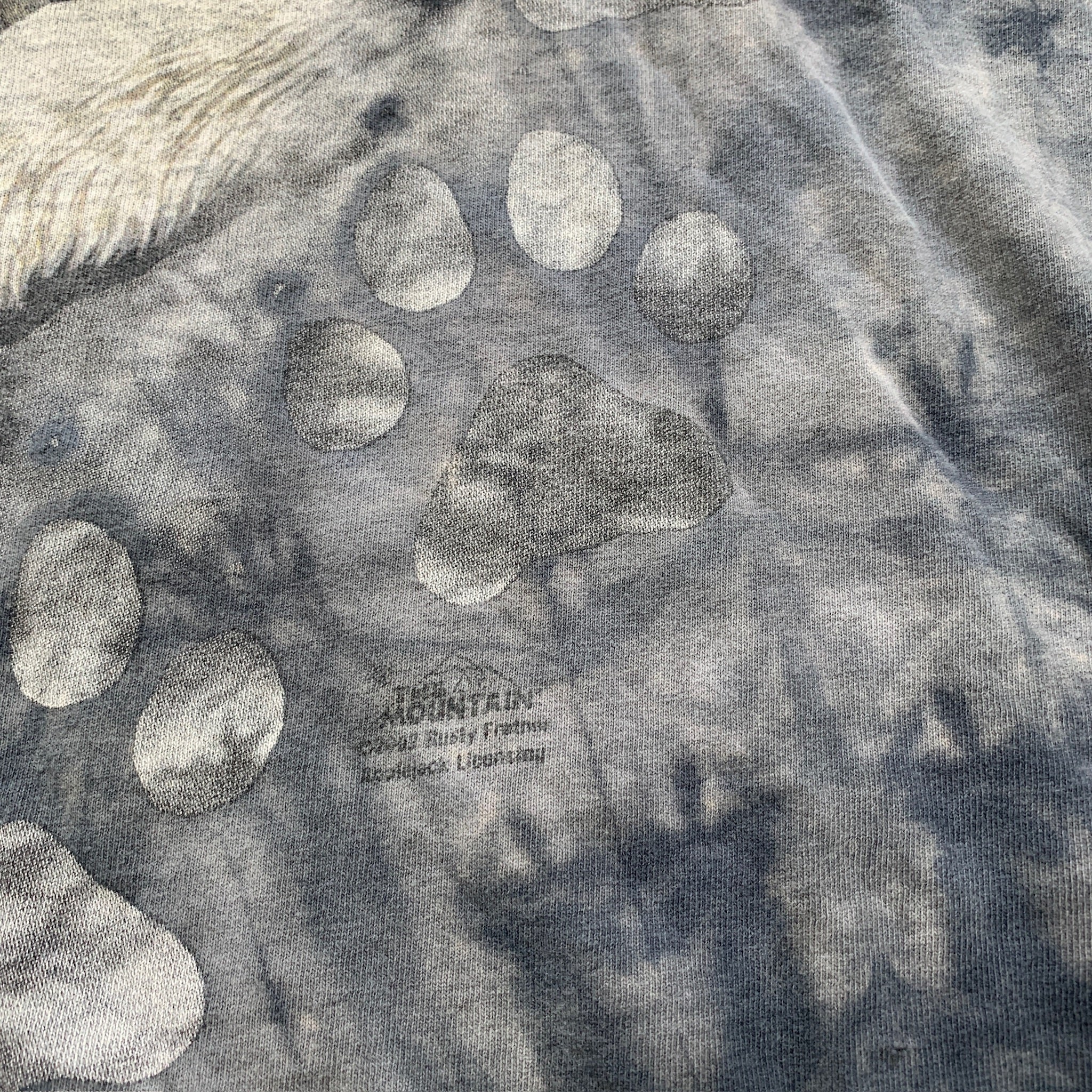 Vintage T Shirt Mens Large Grey Graphic Print 00s Wolves Animal Nature Tie Die