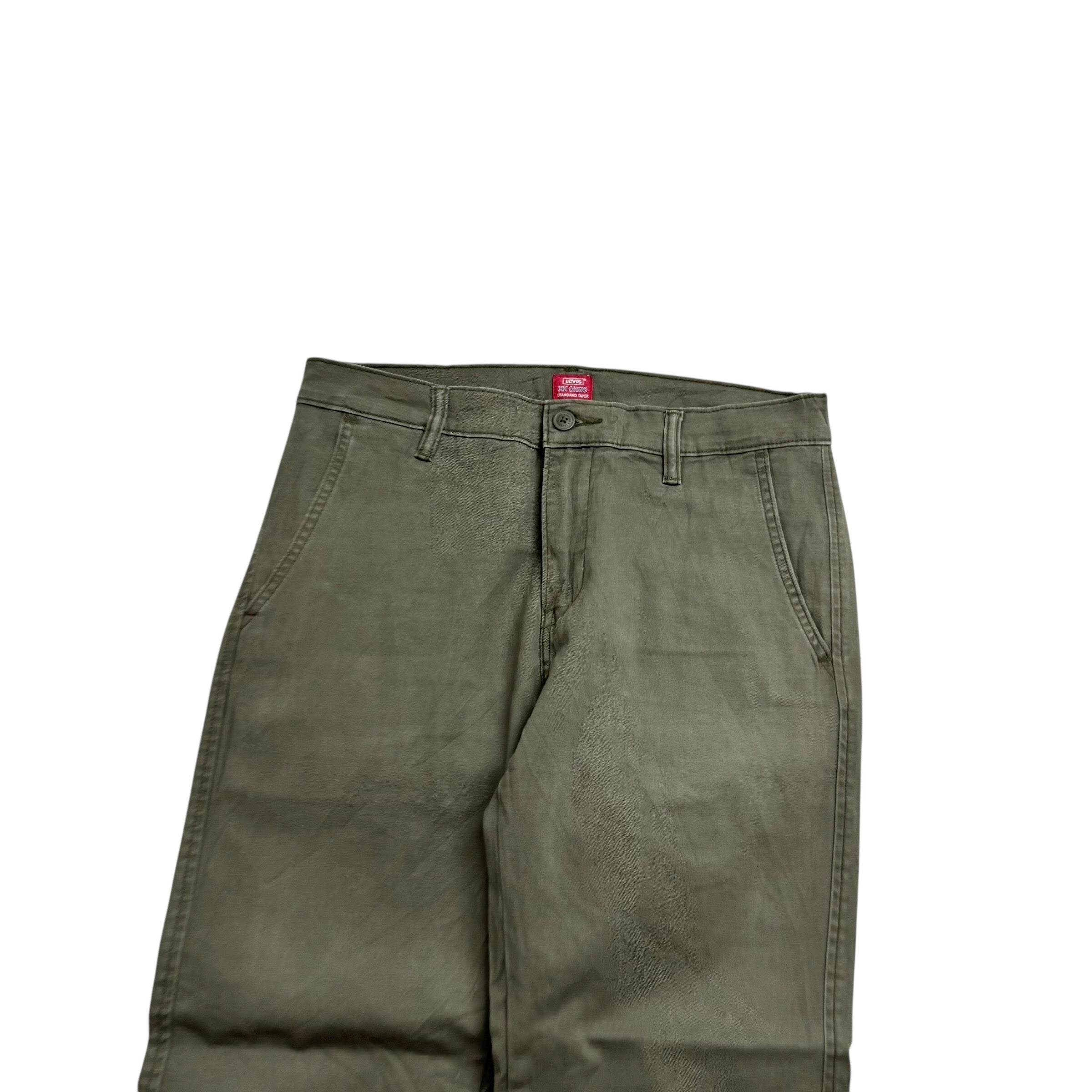 Levis XX Chino Trousers W30 L30 Mens Green Regular Tapered Fit Stretch