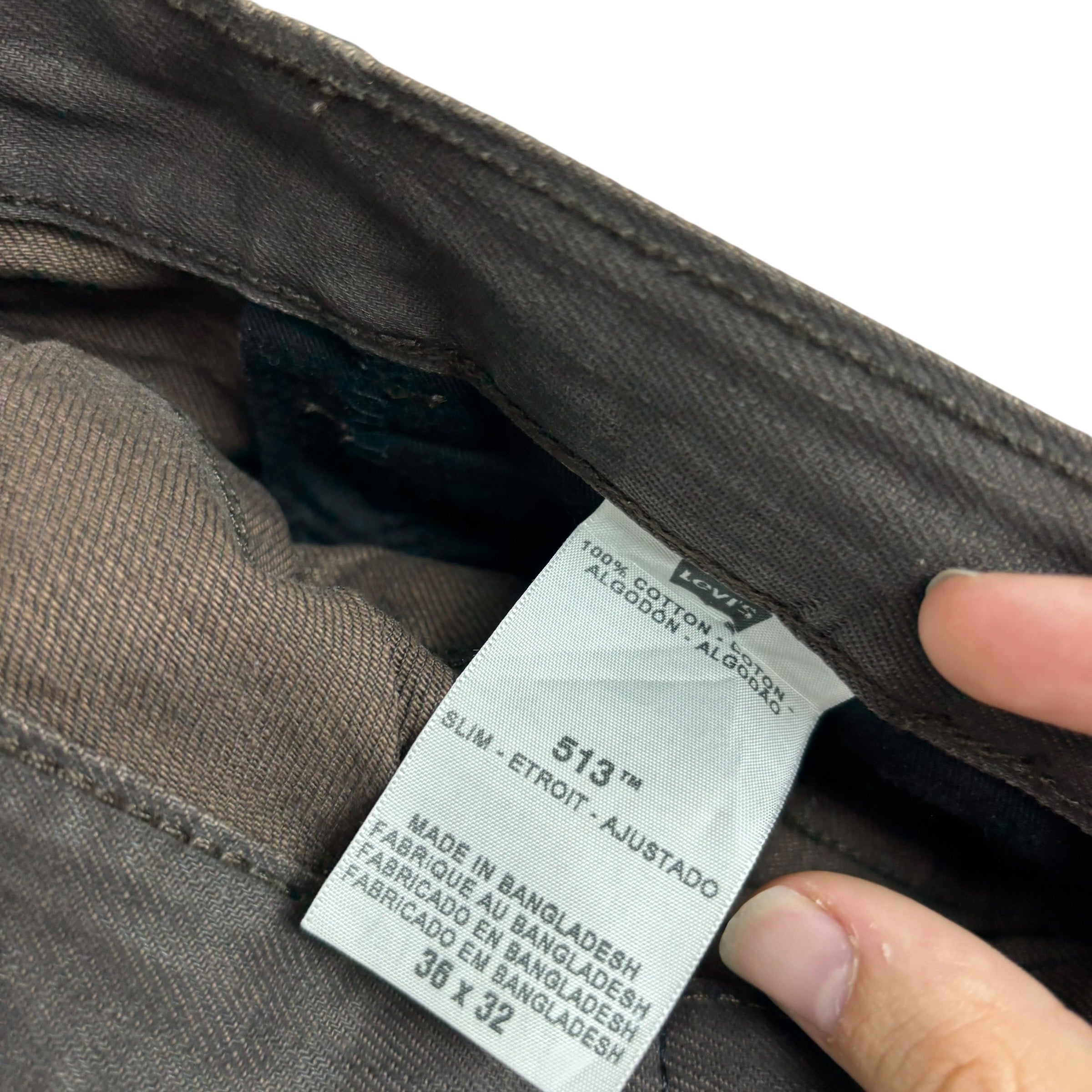 Levis 513 Jeans W36 L32 Mens Brown Slim Straight Fit Vintage Denim