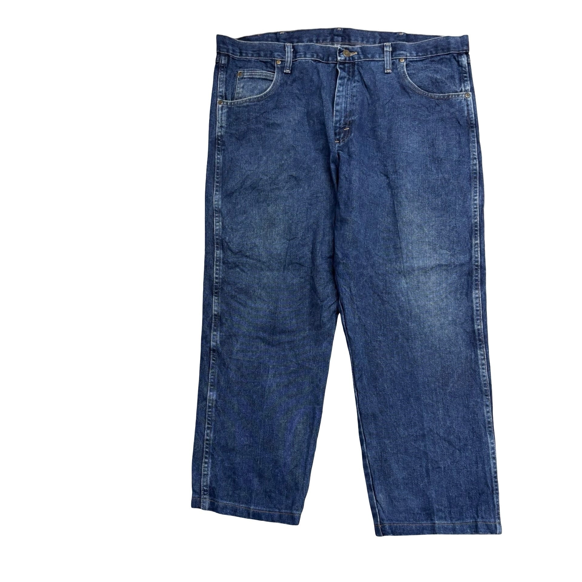 Wrangler Jeans W42 L27 Mens Dark Blue Relaxed Straight Fit Vintage Denim (E)