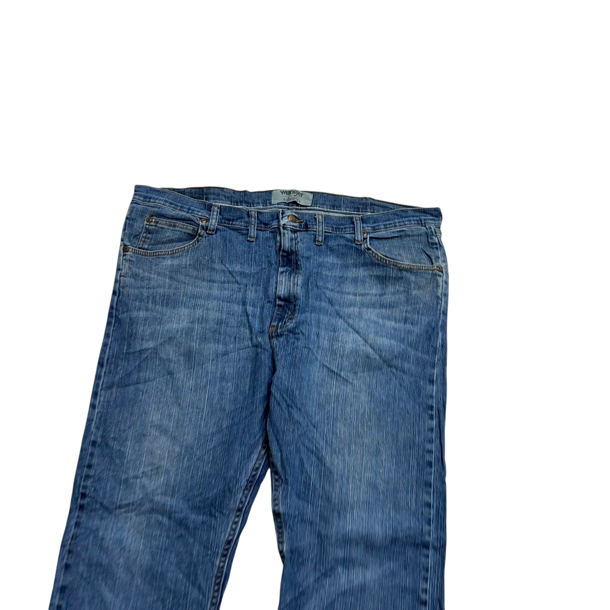 Wrangler Jeans W44 L32 Mens Mid Blue Regular Straight Fit Stretch Denim
