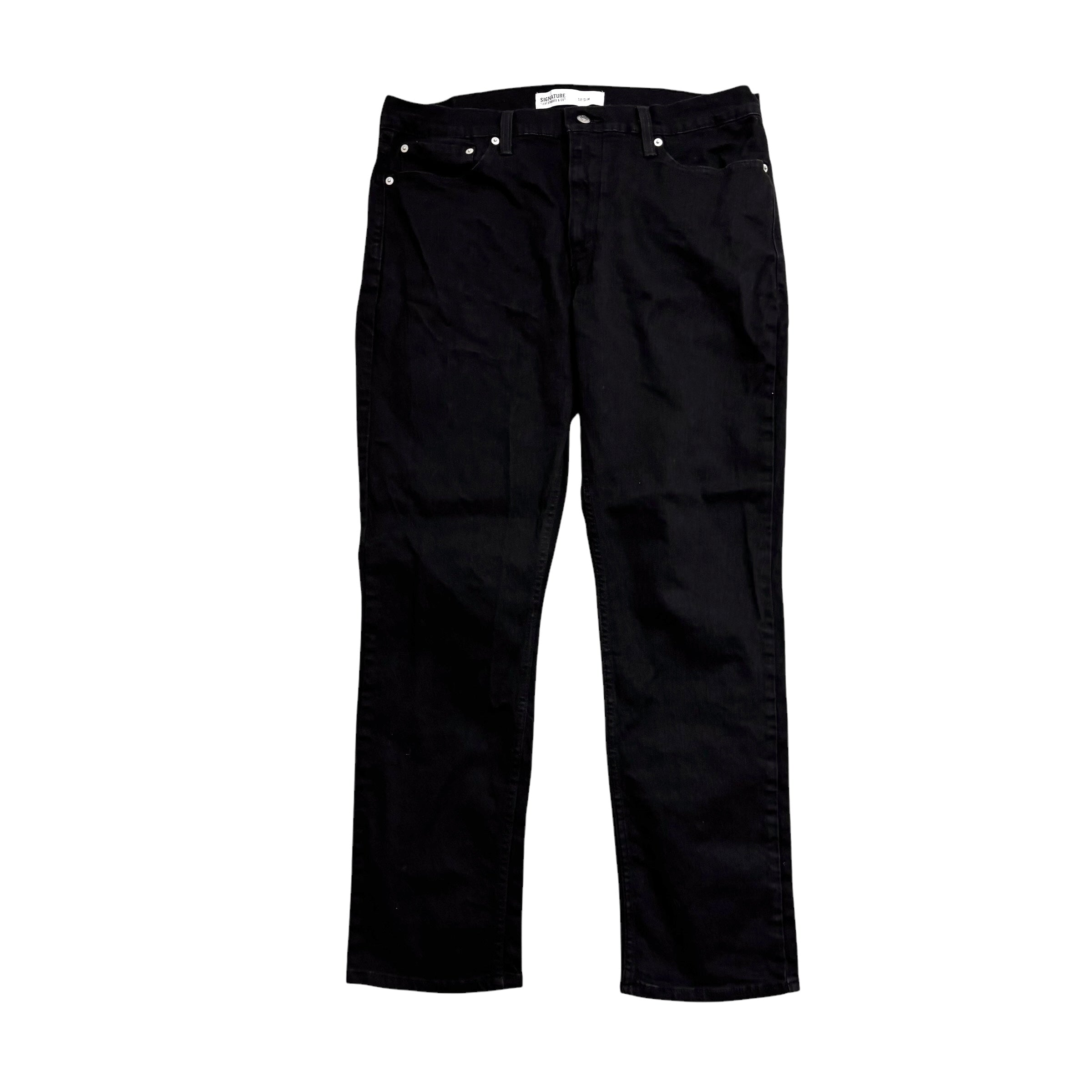 Levis Signature Jeans W38 L30 Mens Black Slim Fit Stretch Denim (E)
