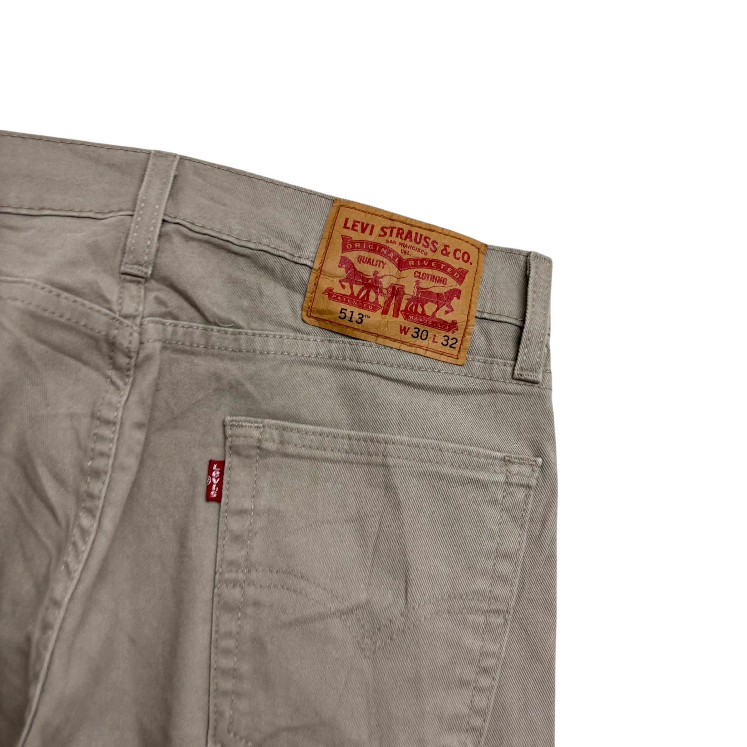 Levis 513 Jeans W30 L32 Mens Beige Slim Straight Fit Stretch Denim (E)