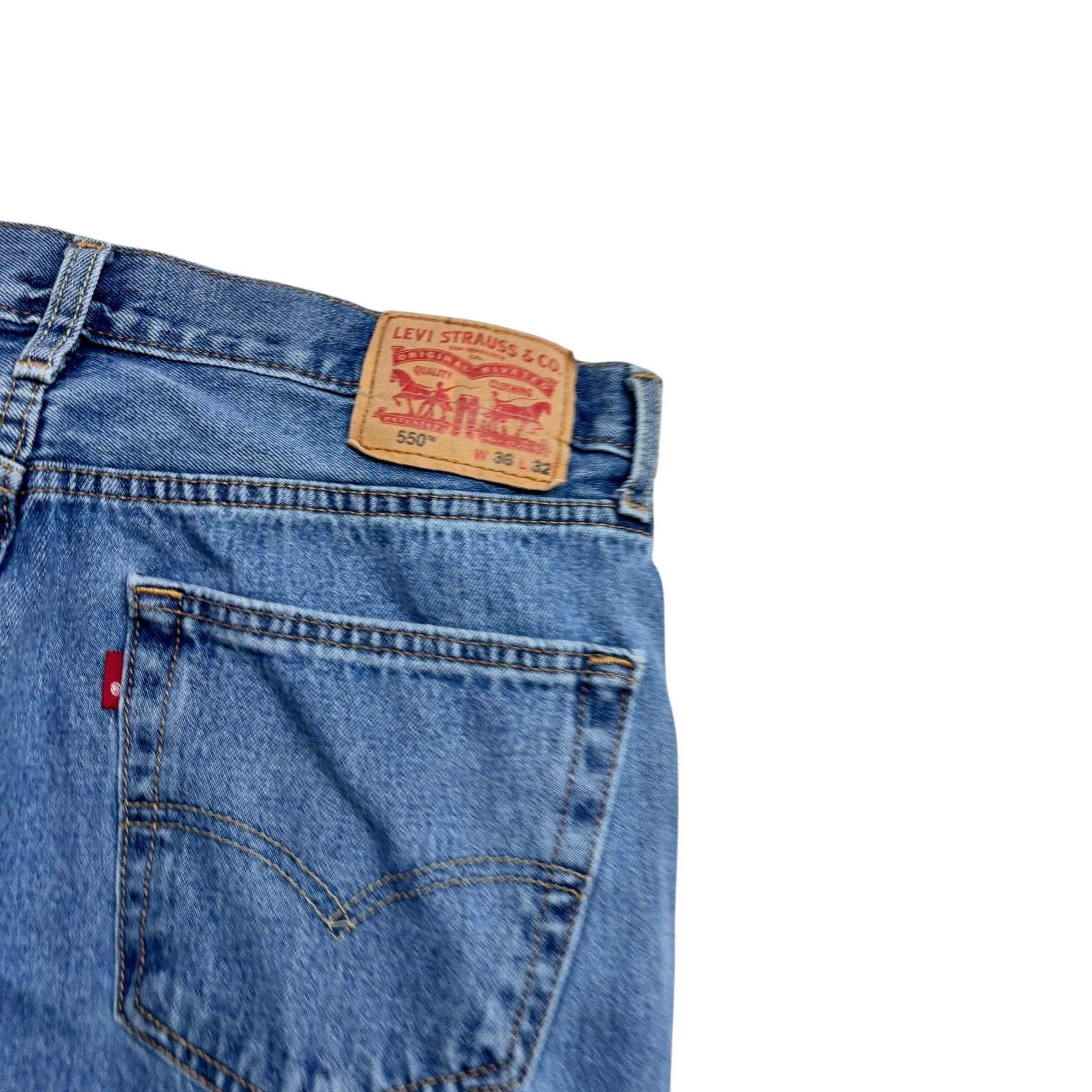 Levis 550 Jeans W36 L32 Mens Mid Blue Baggy Relaxed Straight Fit Denim (F)