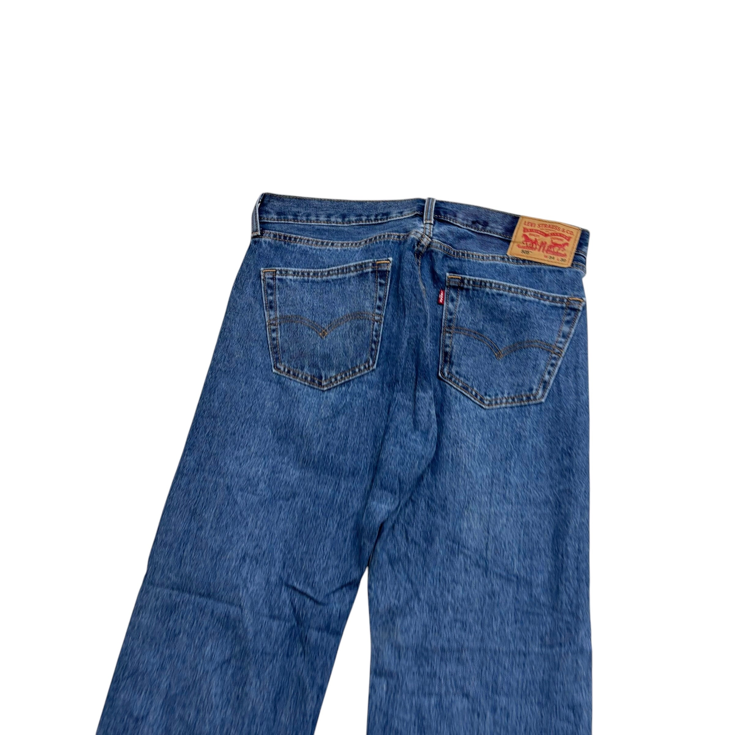 Levis 505 Jeans W34 L30 Mens Mid Blue Regular Straight Fit Denim (E)