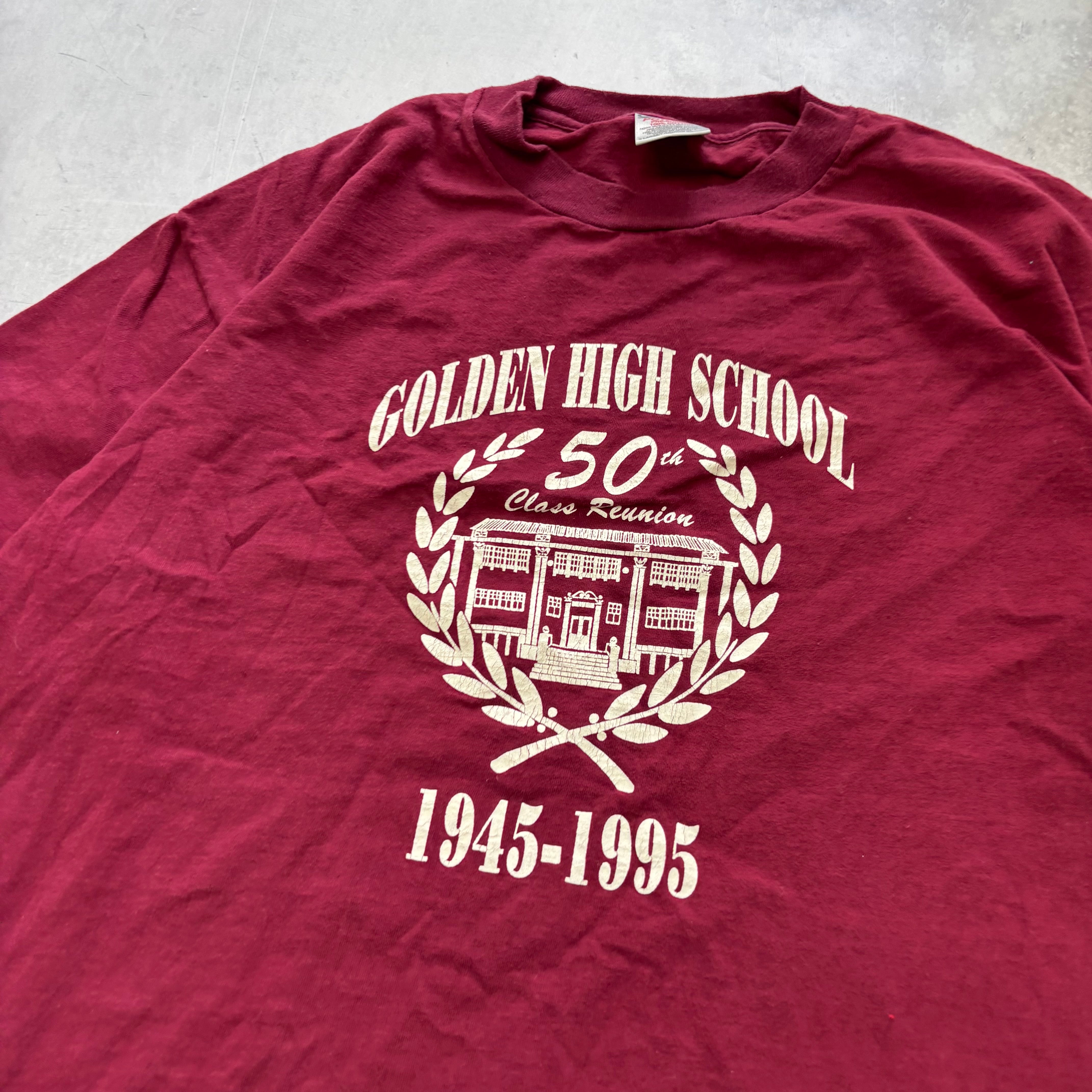Vintage T Shirt Mens XL Burgundy Single Stitch Graphic Print 90s USA College (E)