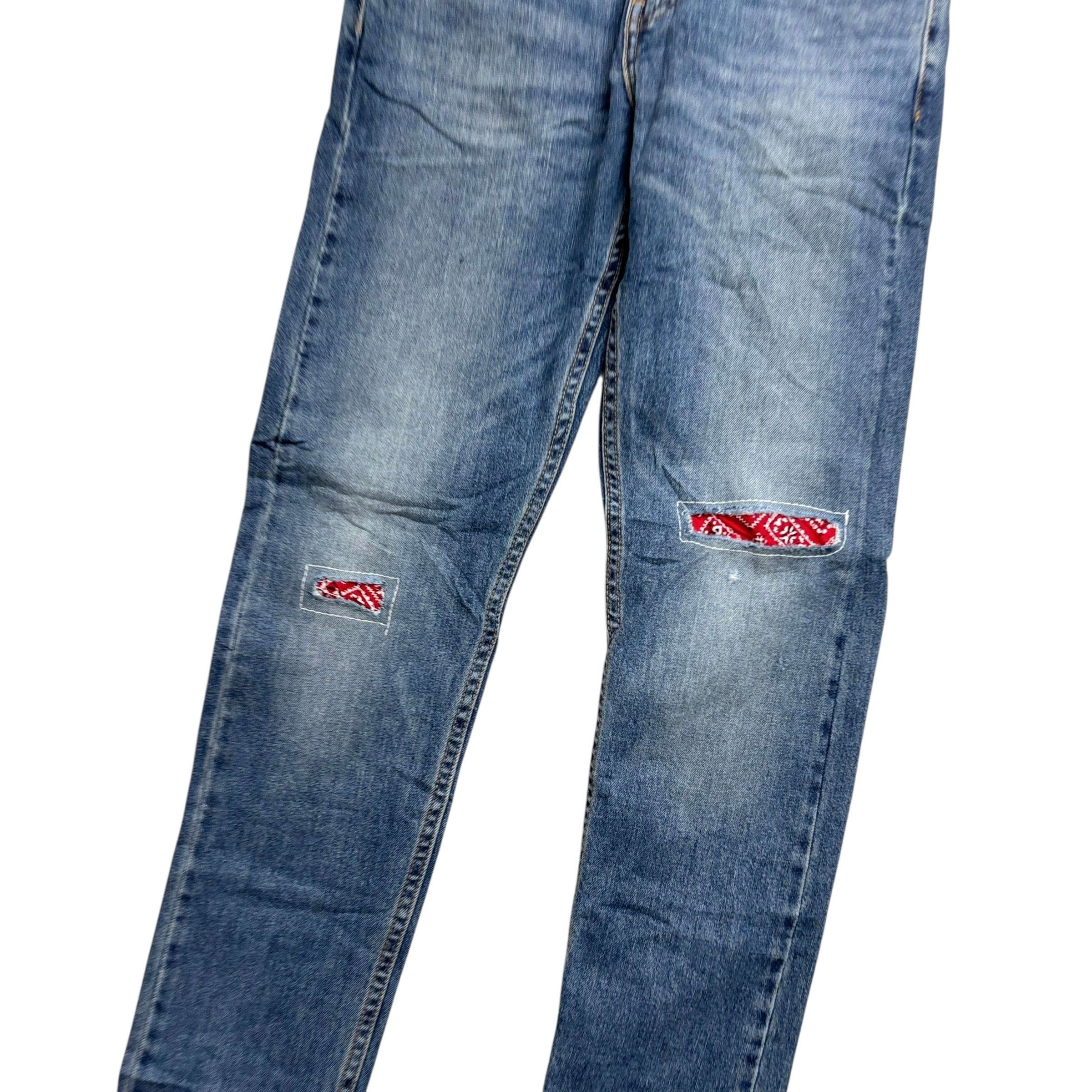 Levis 512 Jeans W28 L32 Mens Mid Blue Slim Tapered Fit Stretch Distressed