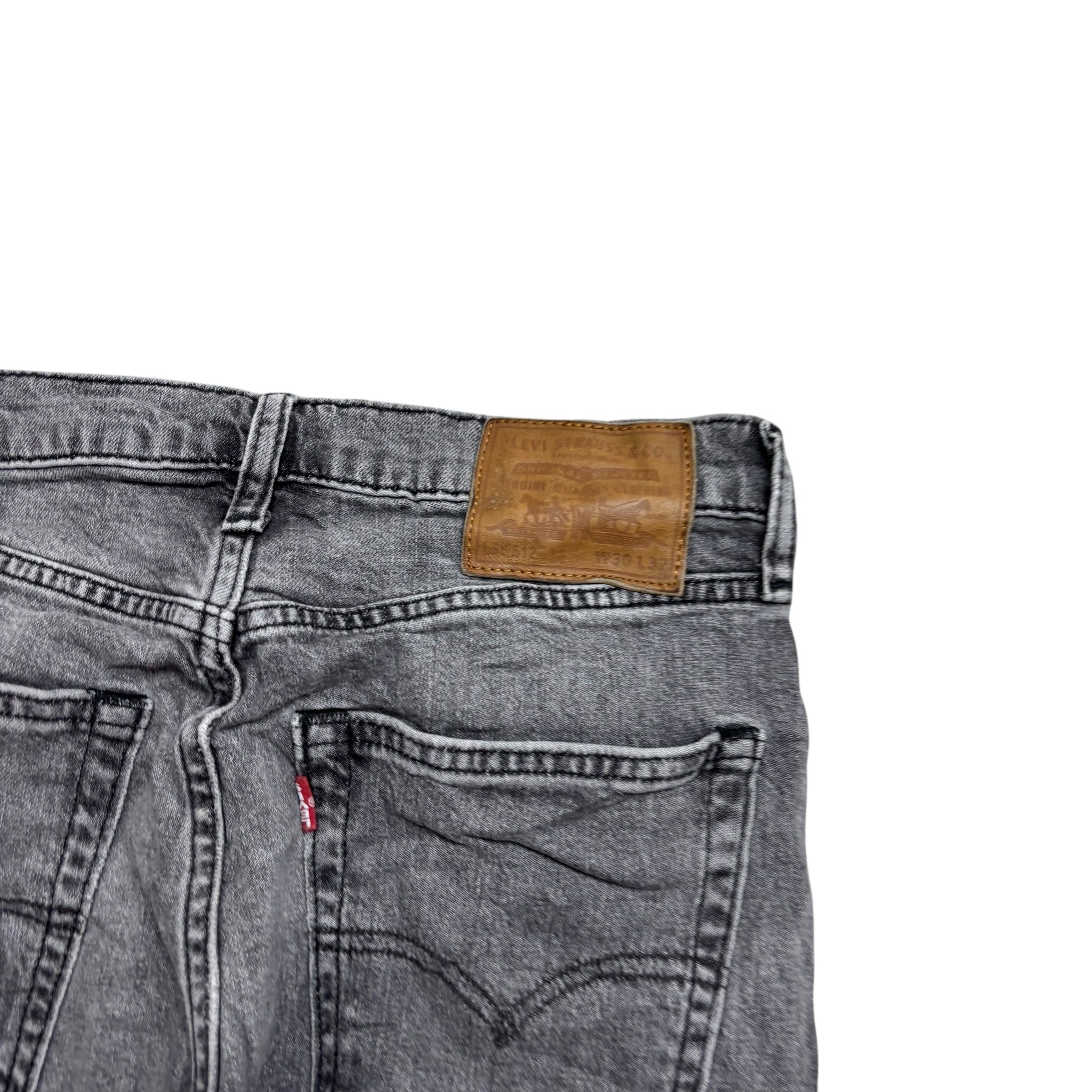 Levis 512 Jeans W30 L32 Mens Grey Slim Tapered Fit Stretch Premium Denim (E)