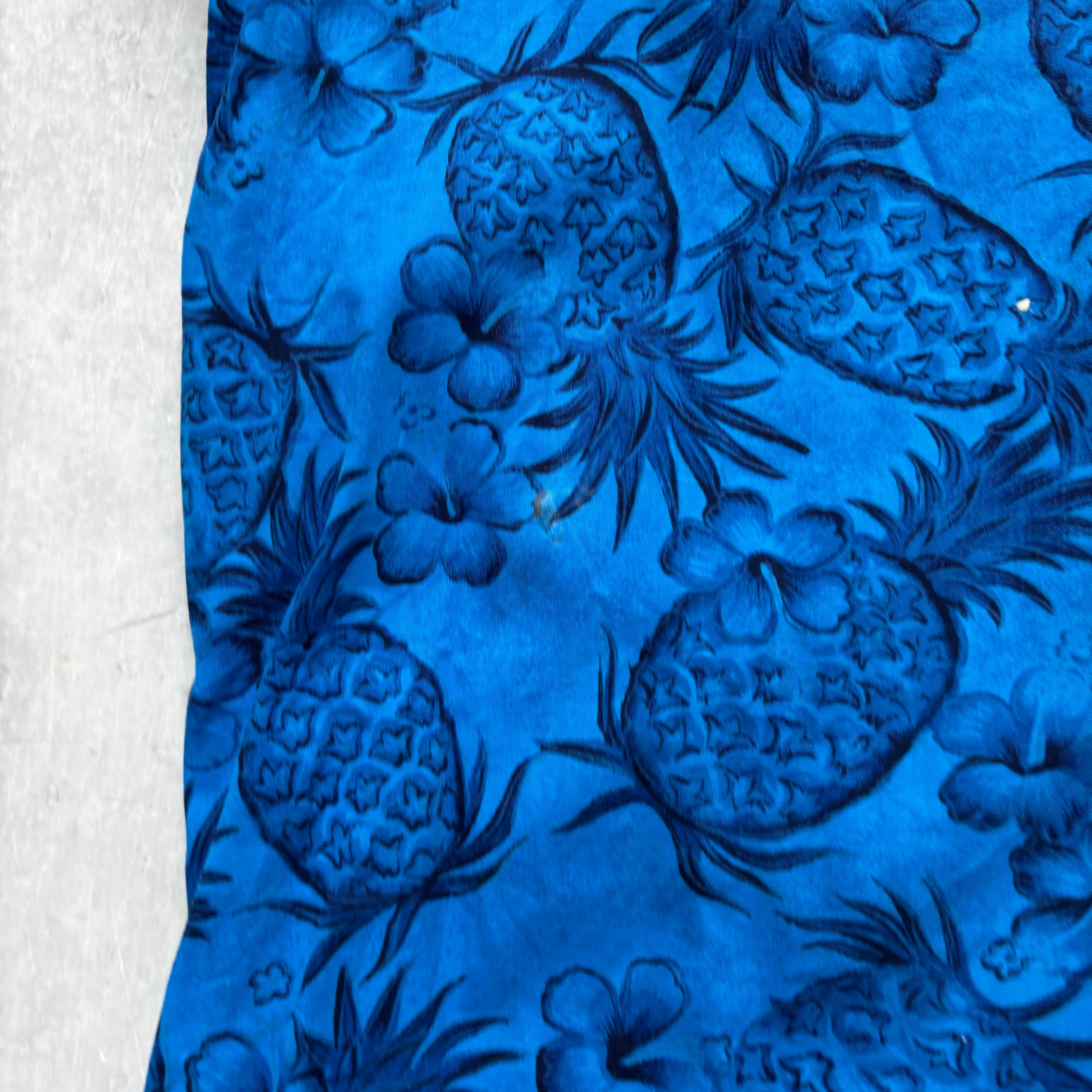 Vintage Hawaiian Shirt Mens Medium Blue Floral Aloha Short Sleeve