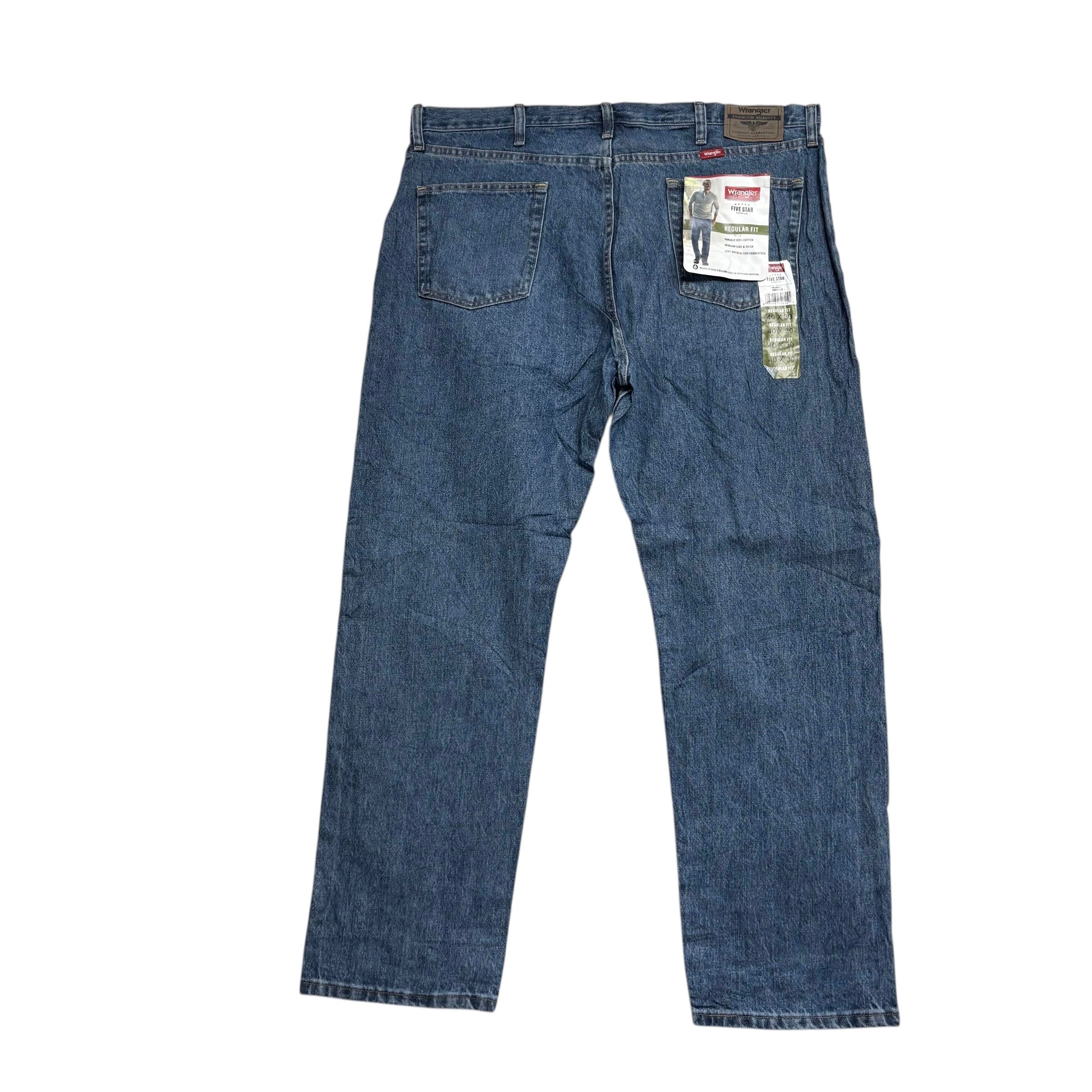 Wrangler Jeans W40 L30 Mens Mid Blue Regular Straight Fit Denim (E)