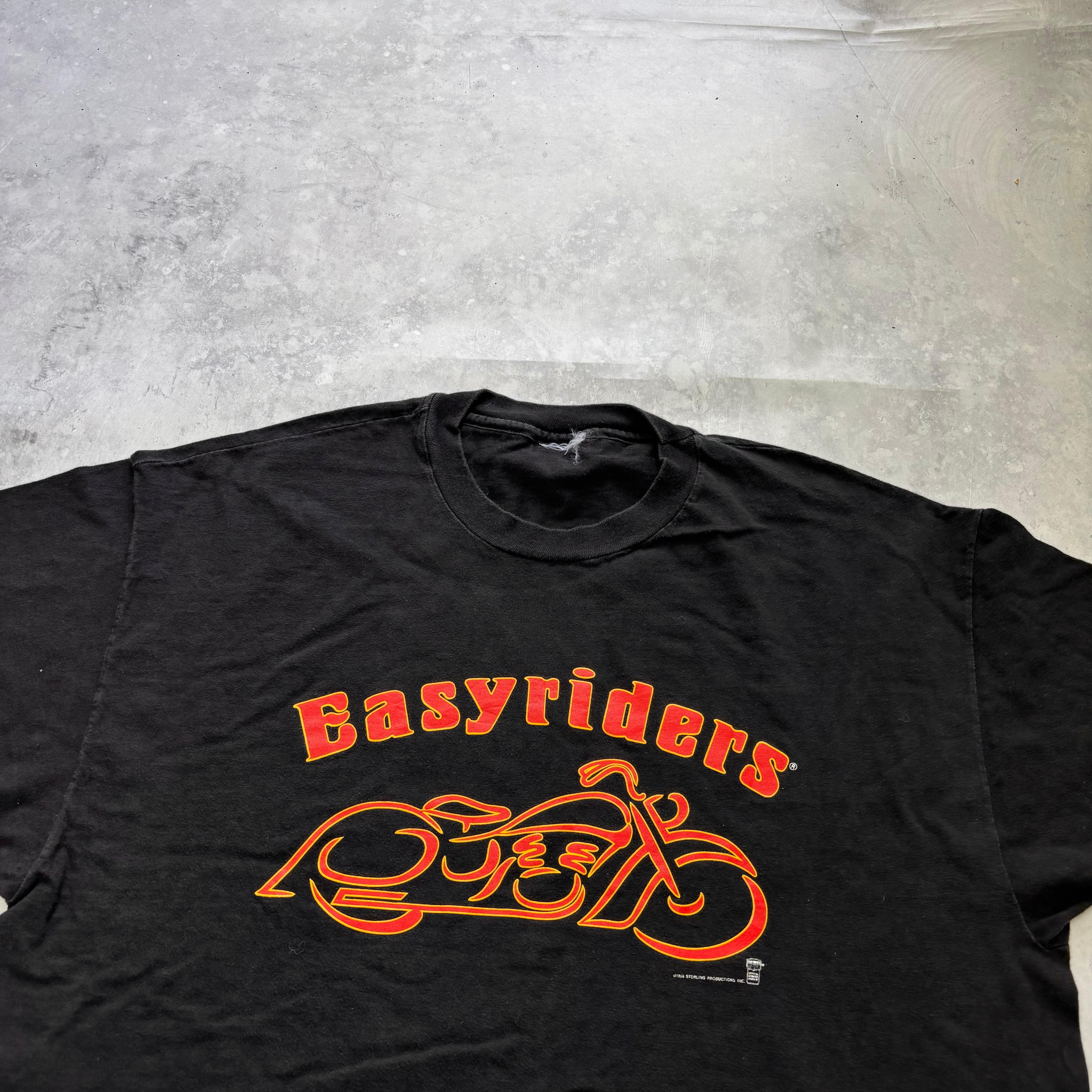 Vintage T Shirt Mens XXL Black Single Stitch Graphic Print 90s Motorcycle (E)