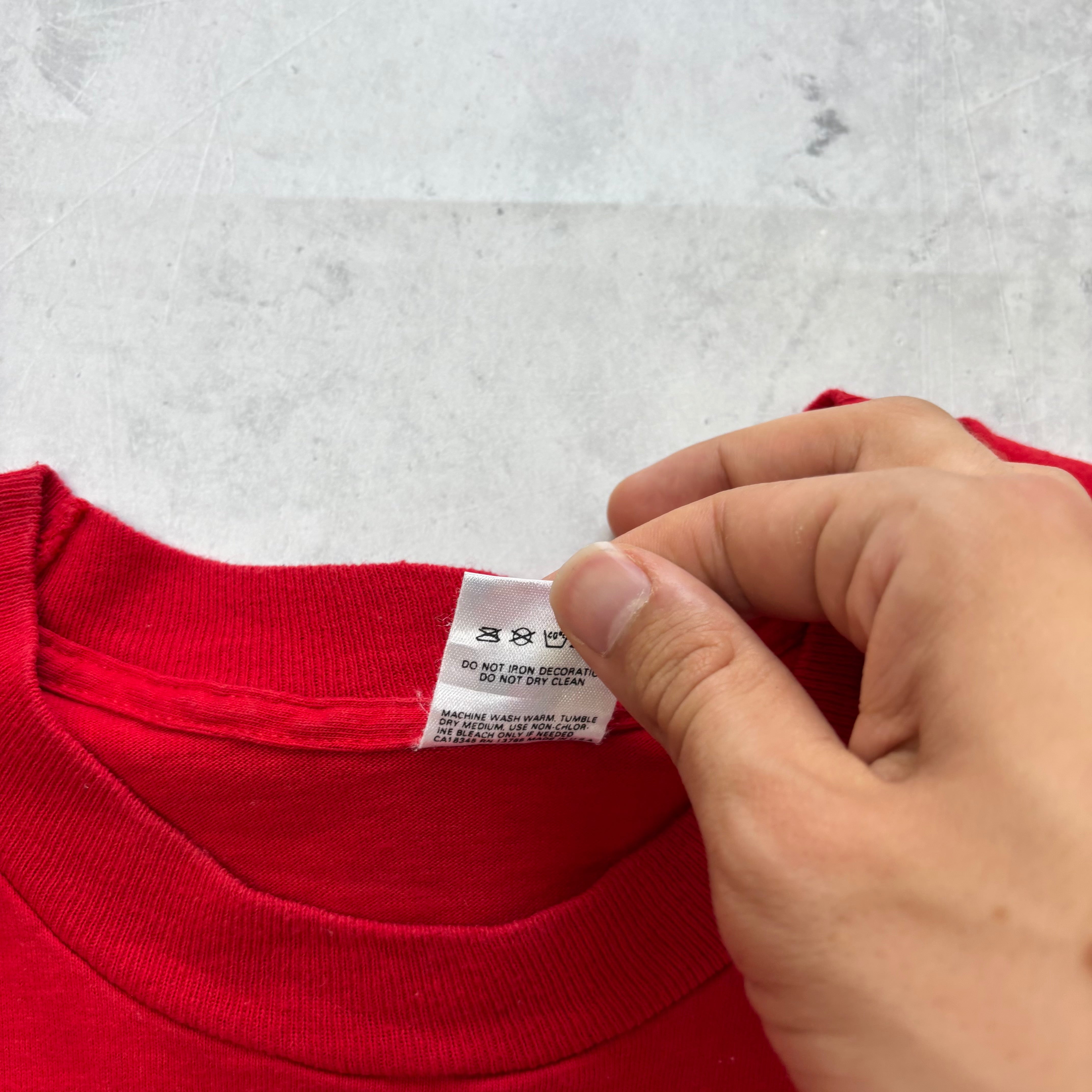 Vintage T Shirt Mens Medium Red Single Stitch Graphic Print 90s Racing (E)