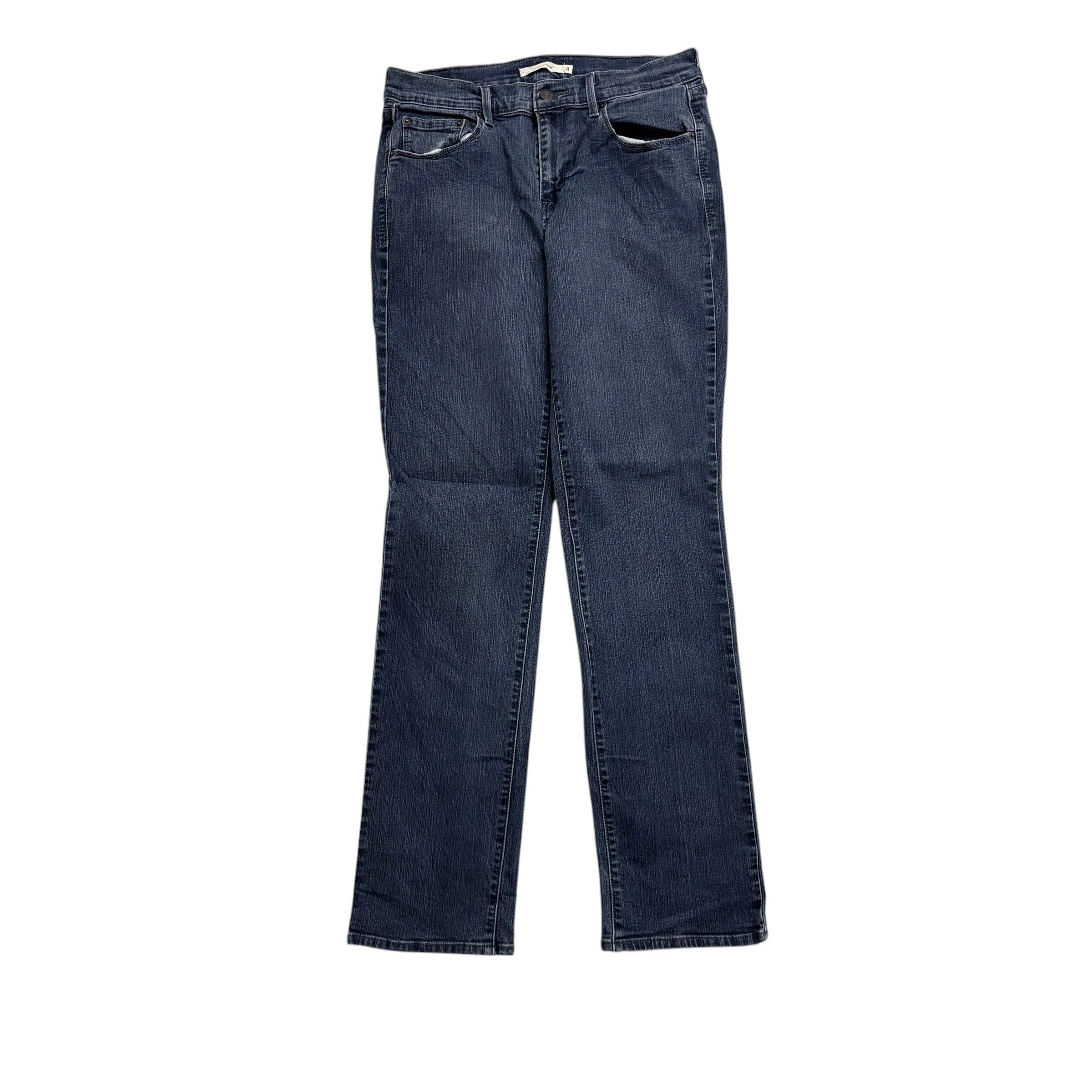 Levis 505 Jeans W29 L31 Womens Navy Blue Regular Straight Fit Stretch Denim (E)
