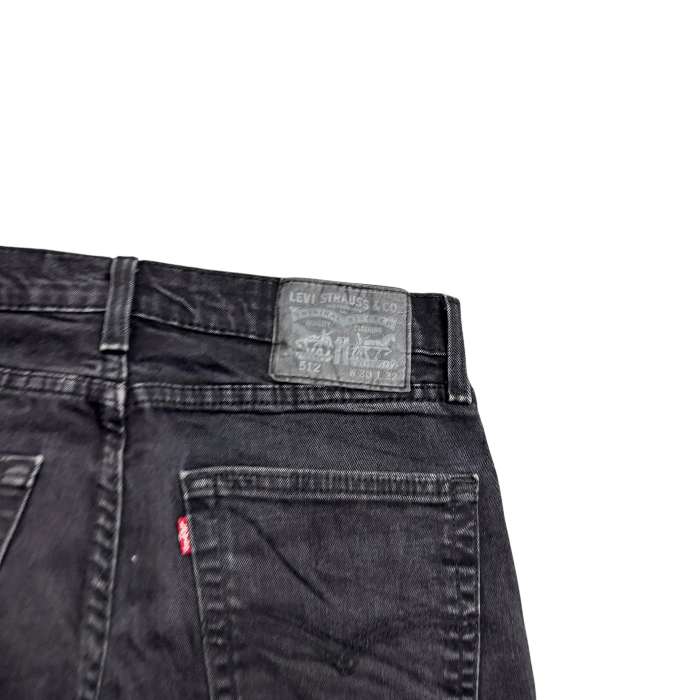 Levis 512 Jeans W30 L31 Mens Black Slim Tapered Fit Stretch Denim (E)